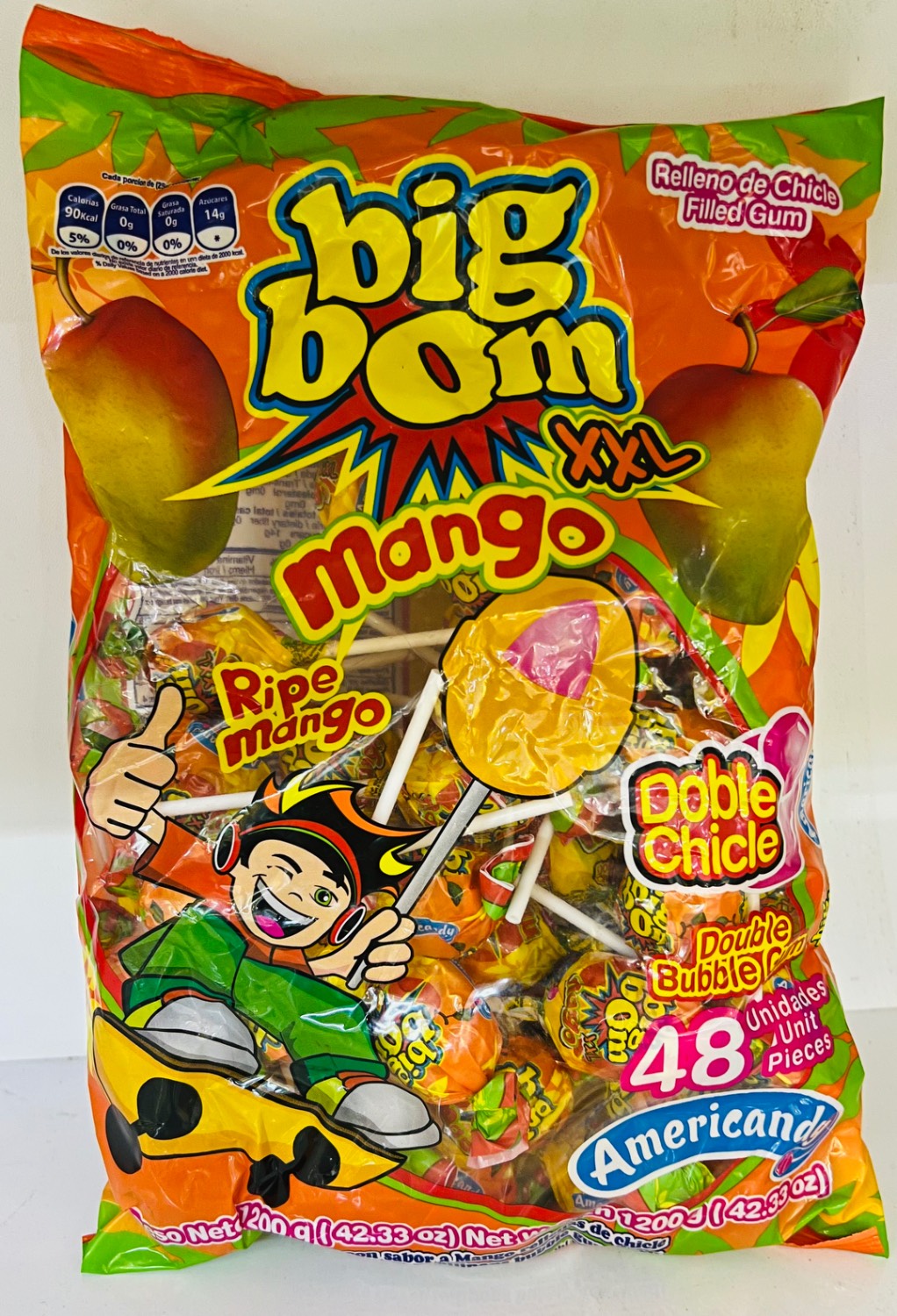 آبنبات چوبی بیگ بوم انبه بسته 48 عددی | BigBom XXL mango