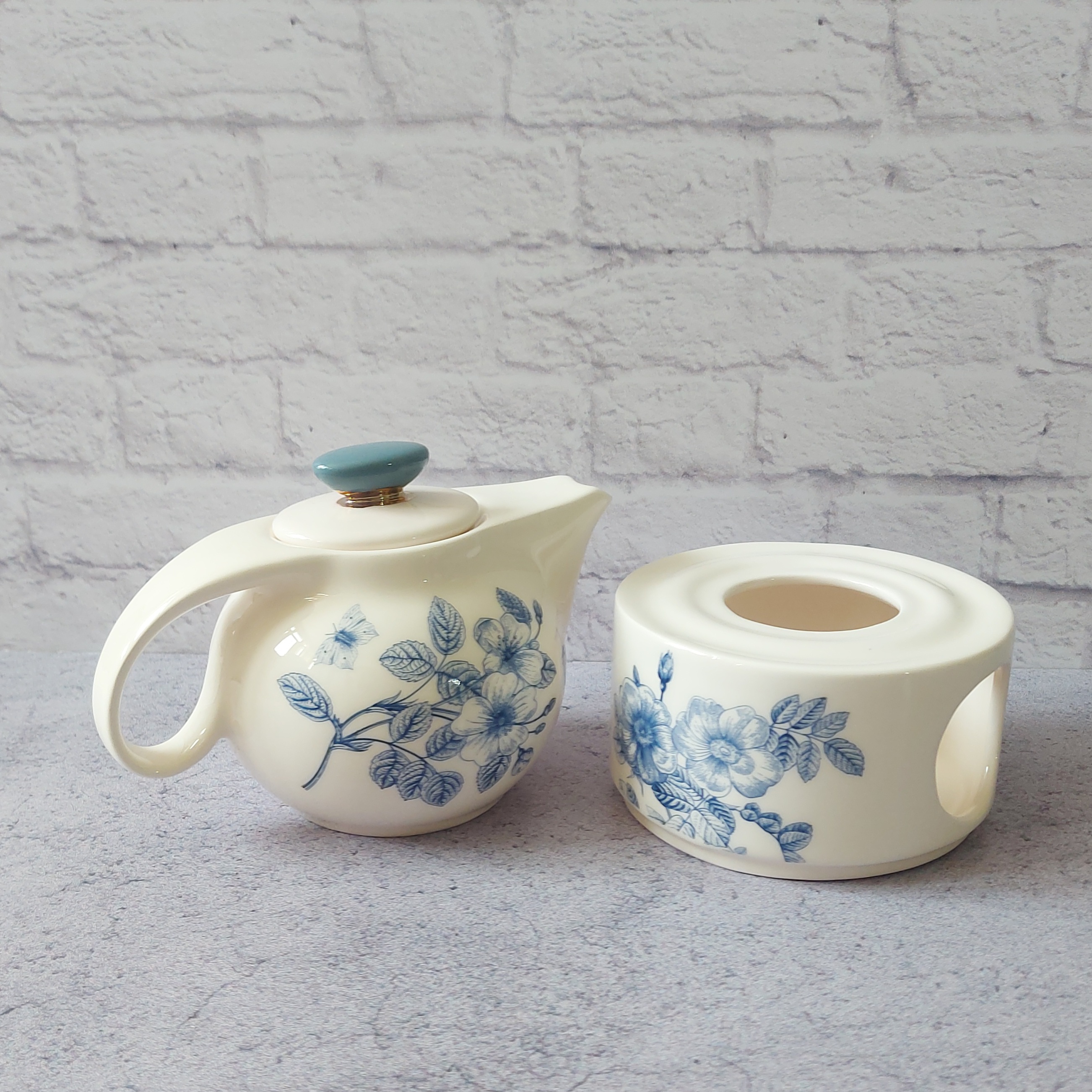 ست قوری و وارمر گل آبی بهار