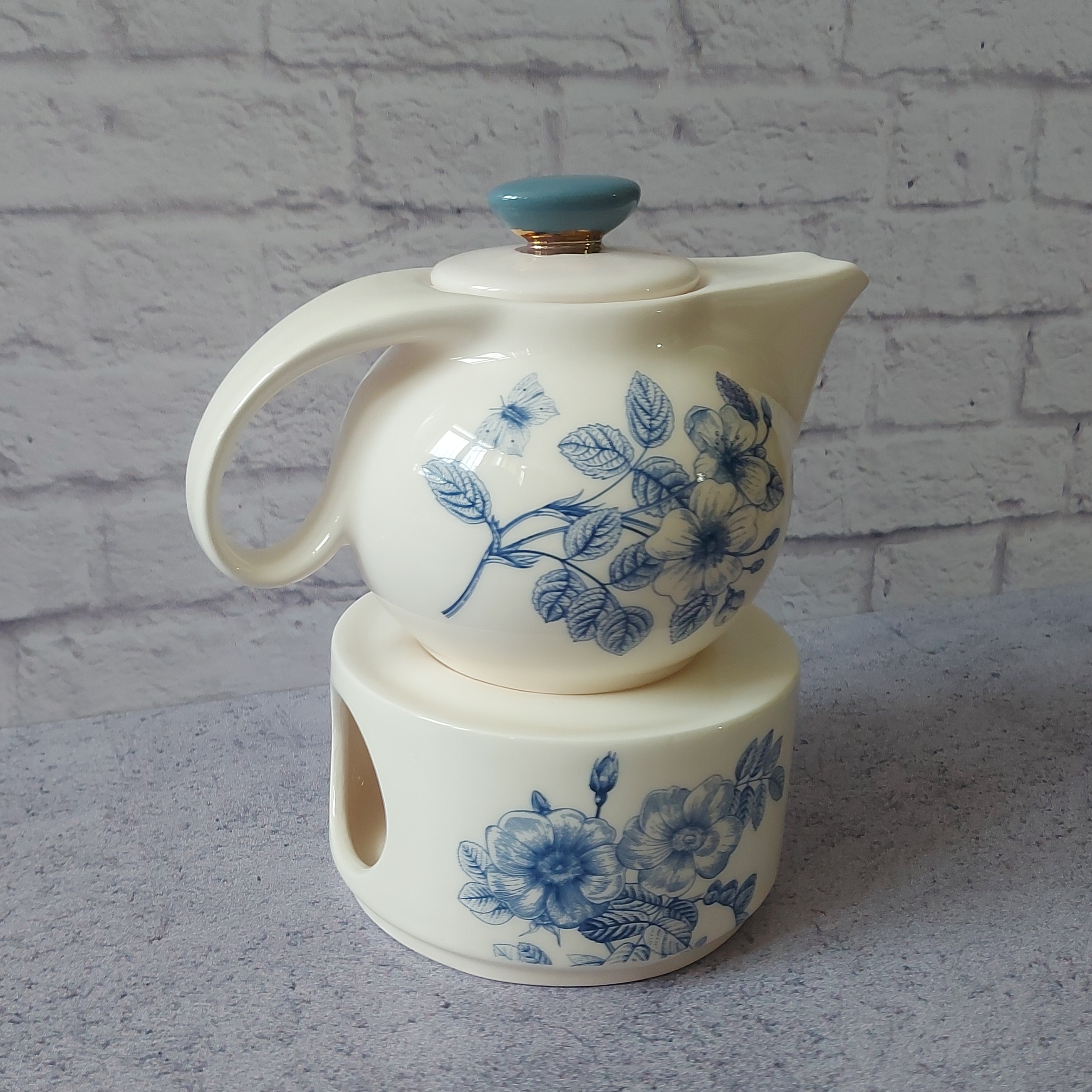 ست قوری و وارمر گل آبی بهار