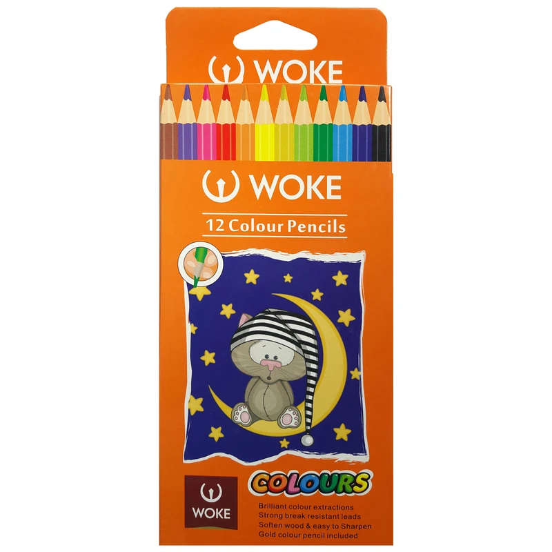مدادرنگی 12 رنگ جعبه مقوایی ووک WOKE (بسته 4 تایی)