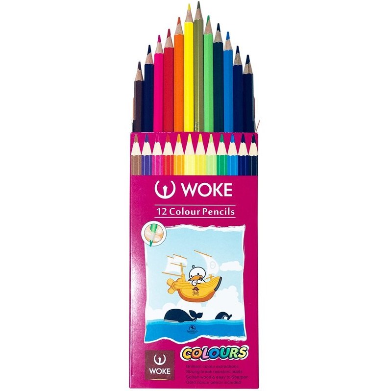 مدادرنگی 12 رنگ جعبه مقوایی ووک WOKE (بسته 4 تایی)