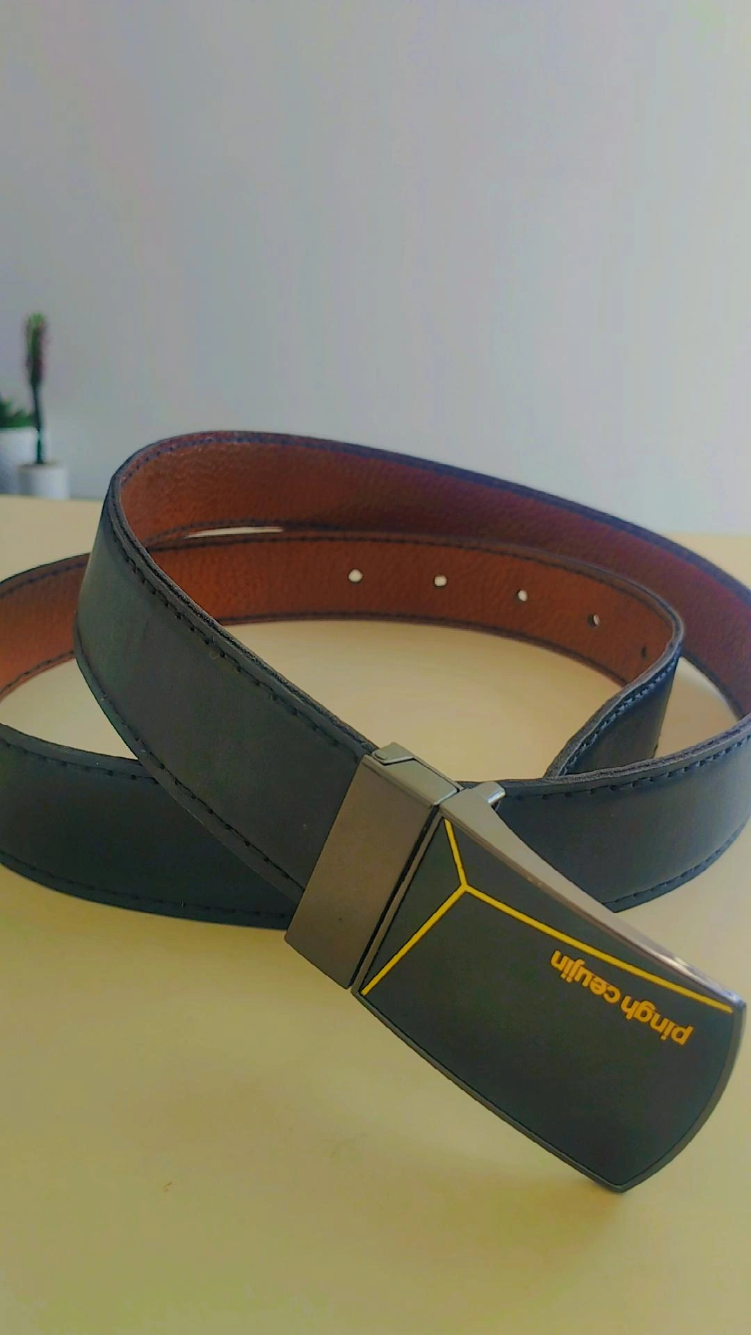 کمربند دورو چرم گاوی