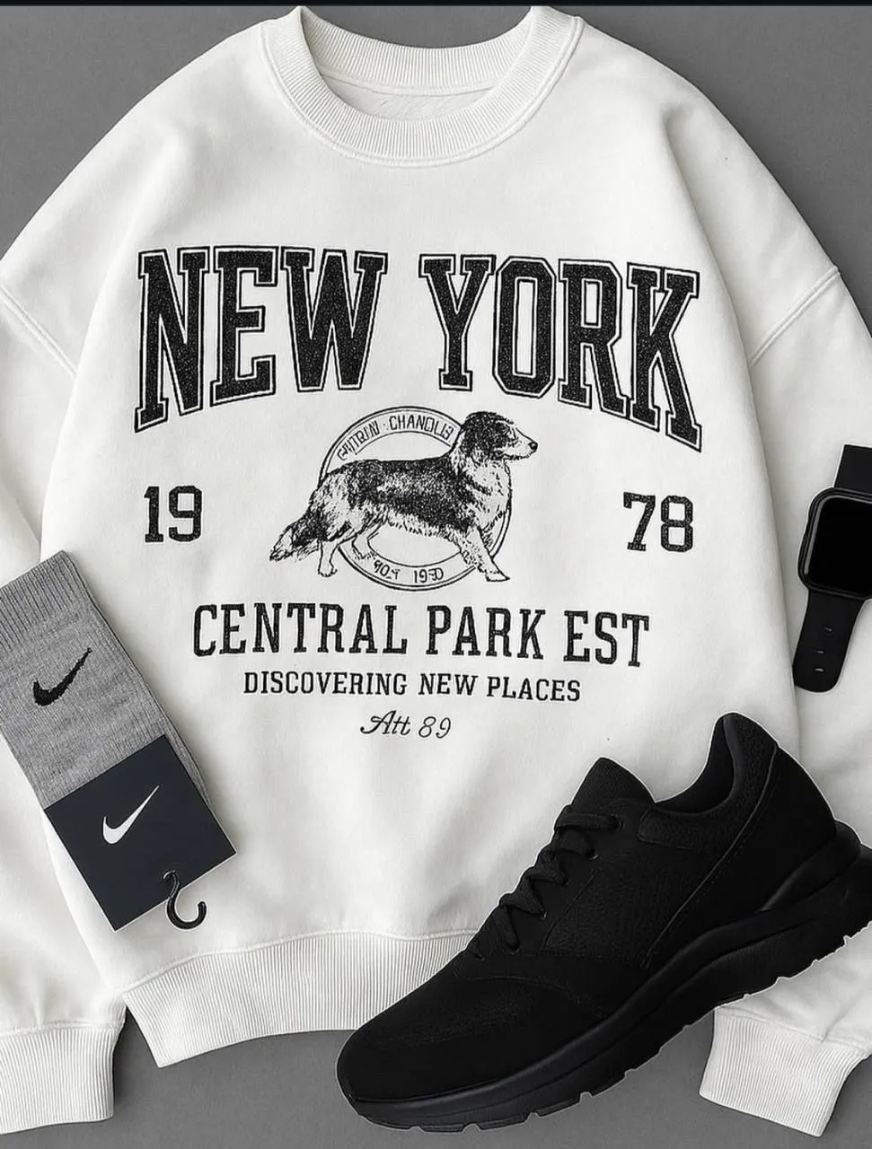 هودی طرح نیویورک - دورس کرکی فوق نرم - فری سایز (۳۶ تا ۴۴) - طرح کلاسیک 2978