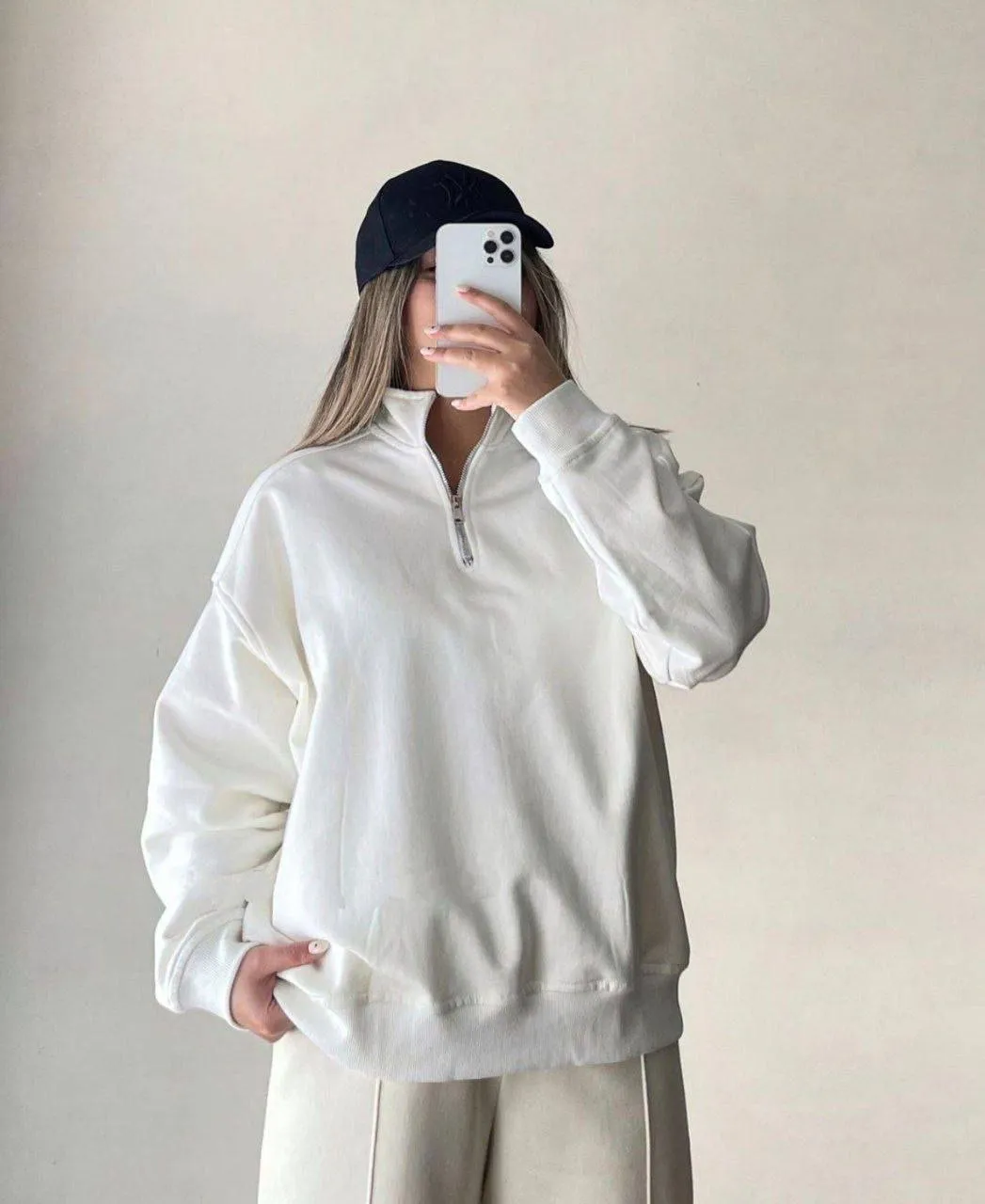 هودی نیم‌زیپ کلاسیک - دورس کرکی فوق نرم - فری سایز (۳۶ تا ۴۴)   2846