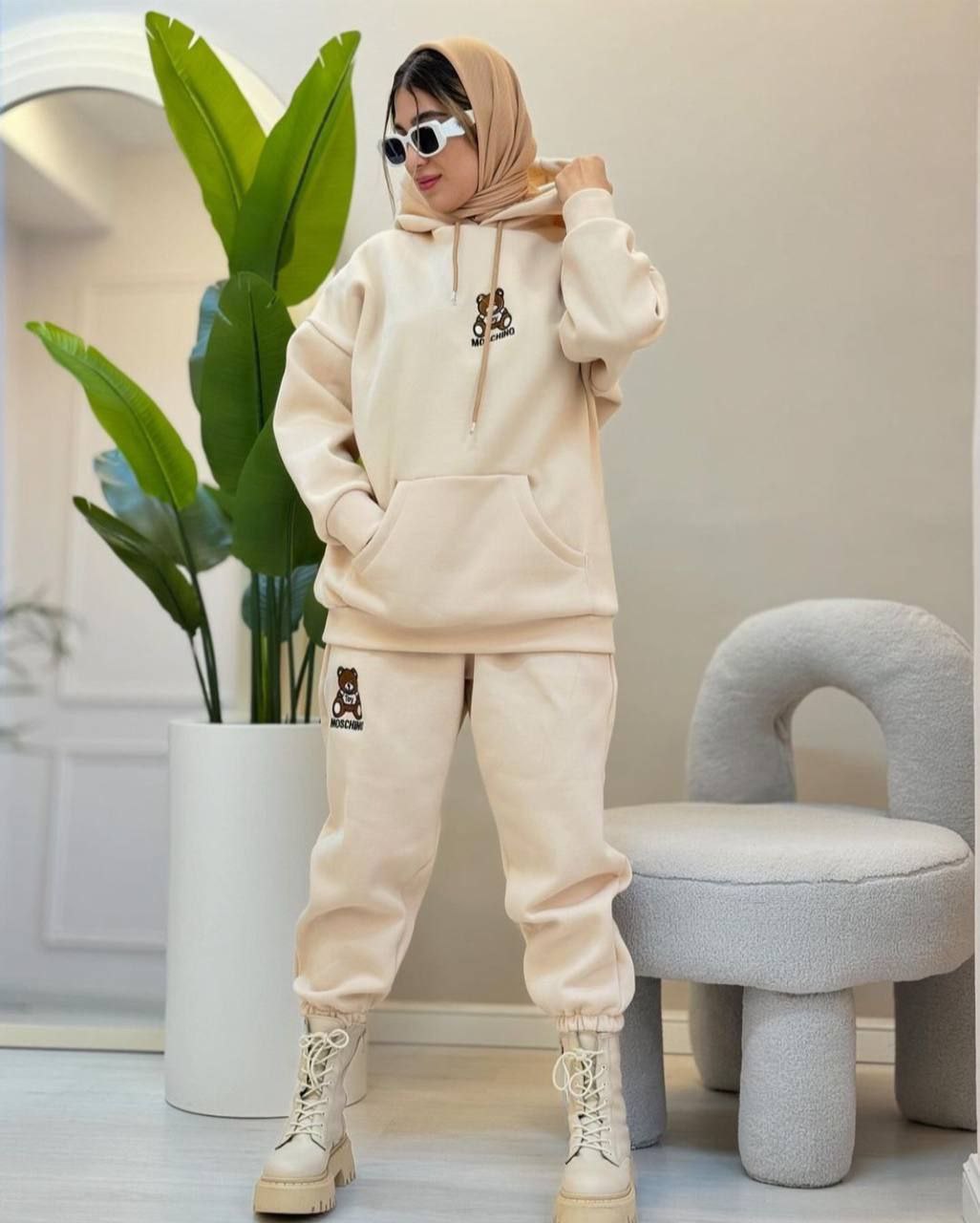 ست Moschino زنانه جنس پنبه کرکی فری سایز 38 تا 42 - کد 6392