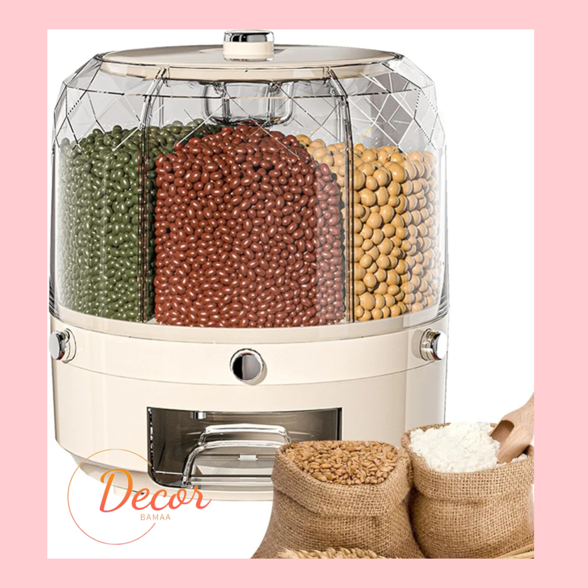 جا حبوباتی چرخشی طرح گل (وارداتی) سایز بزرگ