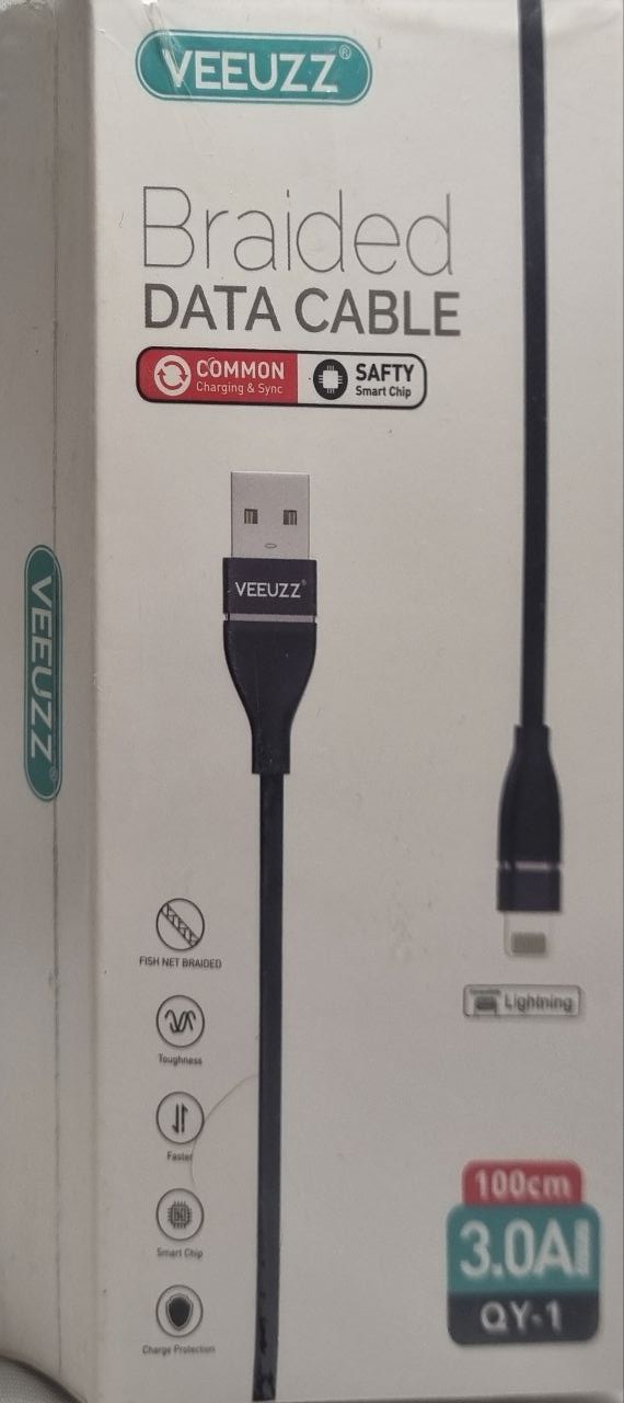 کابل شارژ و تبدیل USB به لایتنینگ ویوز (VEEUZZ) مدلQY-1، طول 100 سانتی‌متر
