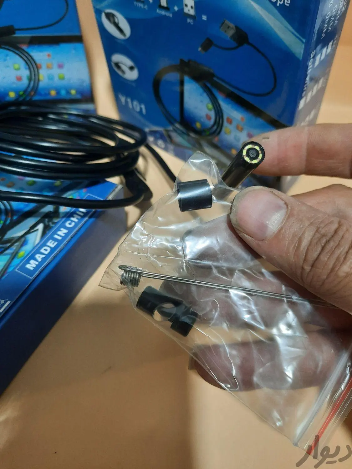 دوربین آندوسکوپی شلنگی شیلنگی چاه لوله صنعتی 5 متر فنری 5MP مگا پیکسل اتوفوکوس مدل MN53