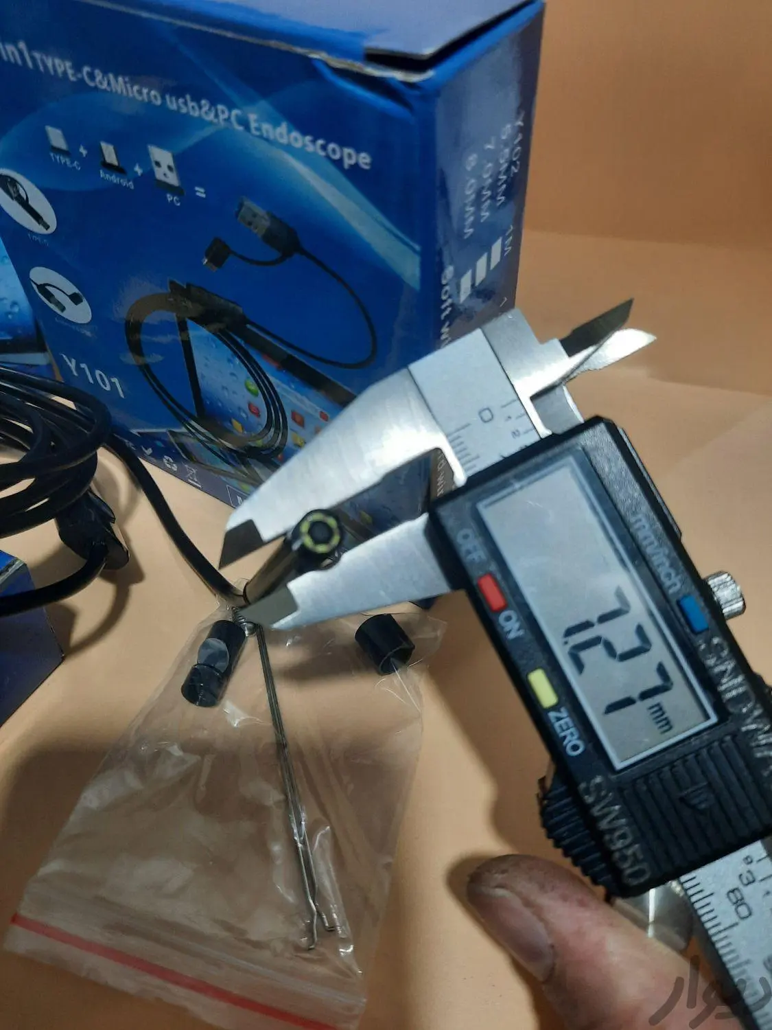 دوربین آندوسکوپی شلنگی شیلنگی چاه لوله صنعتی 5 متر فنری 5MP مگا پیکسل اتوفوکوس مدل MN53