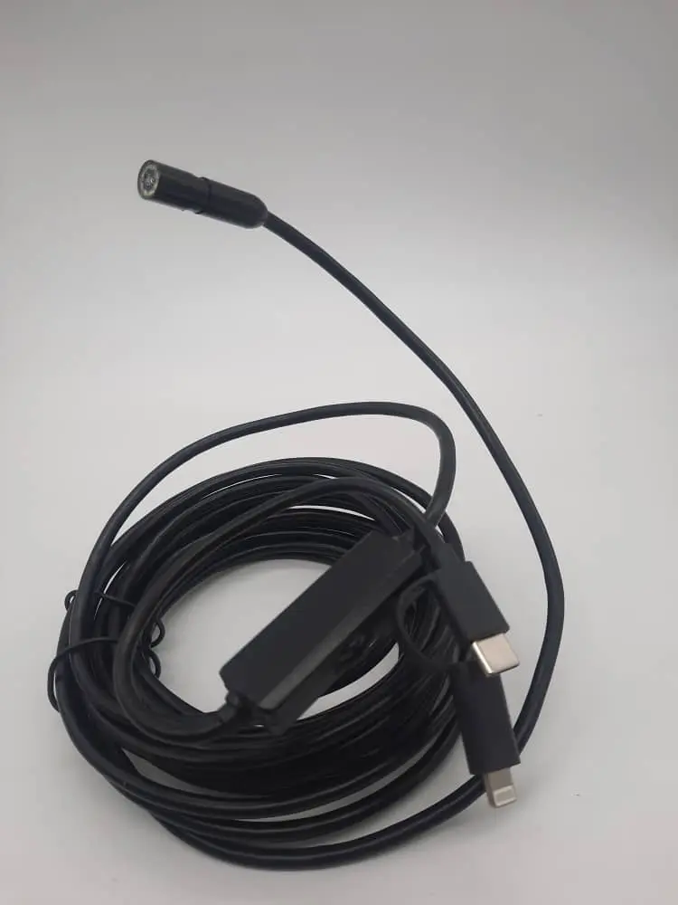 دوربین آندوسکوپی شلنگی شیلنگی چاه لوله صنعتی10متری اپلی Lightning (ios) فنری8MPمگا اتوفوکوس مدلio103