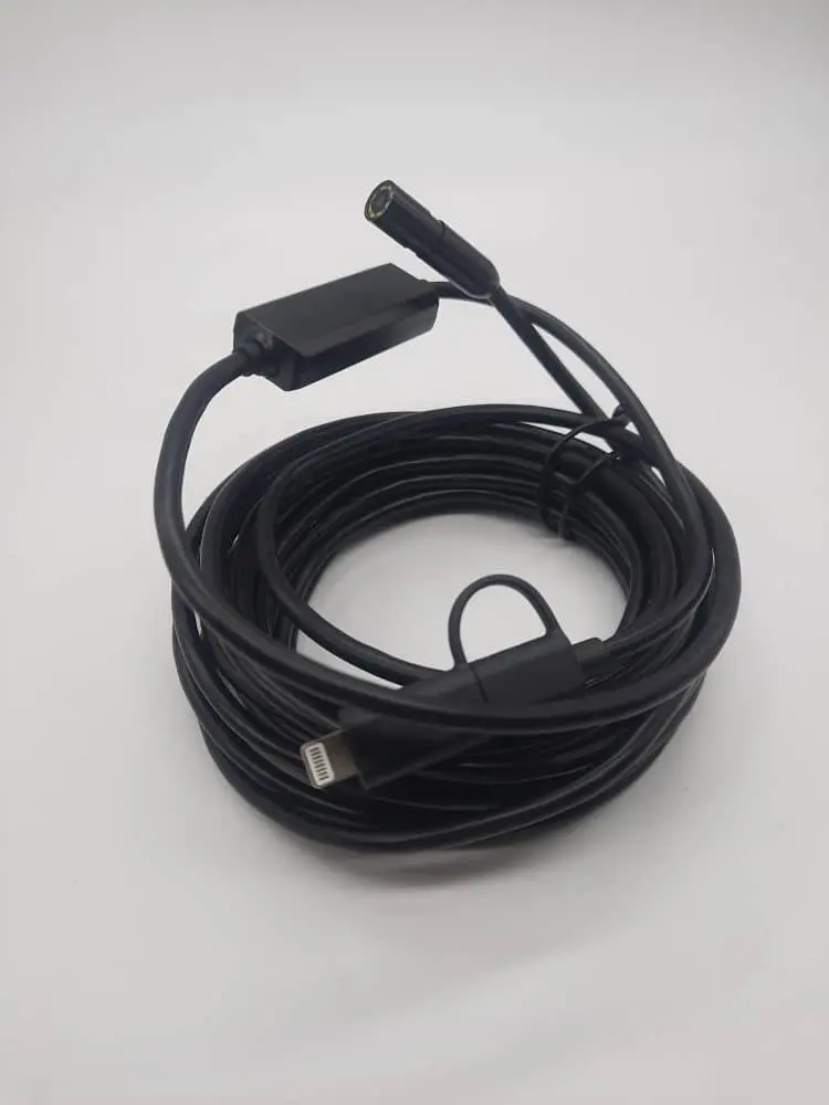 دوربین آندوسکوپی شلنگی شیلنگی چاه لوله صنعتی2متری اپلی Lightning (ios) فنری8MPمگا اتوفوکوس مدل io23