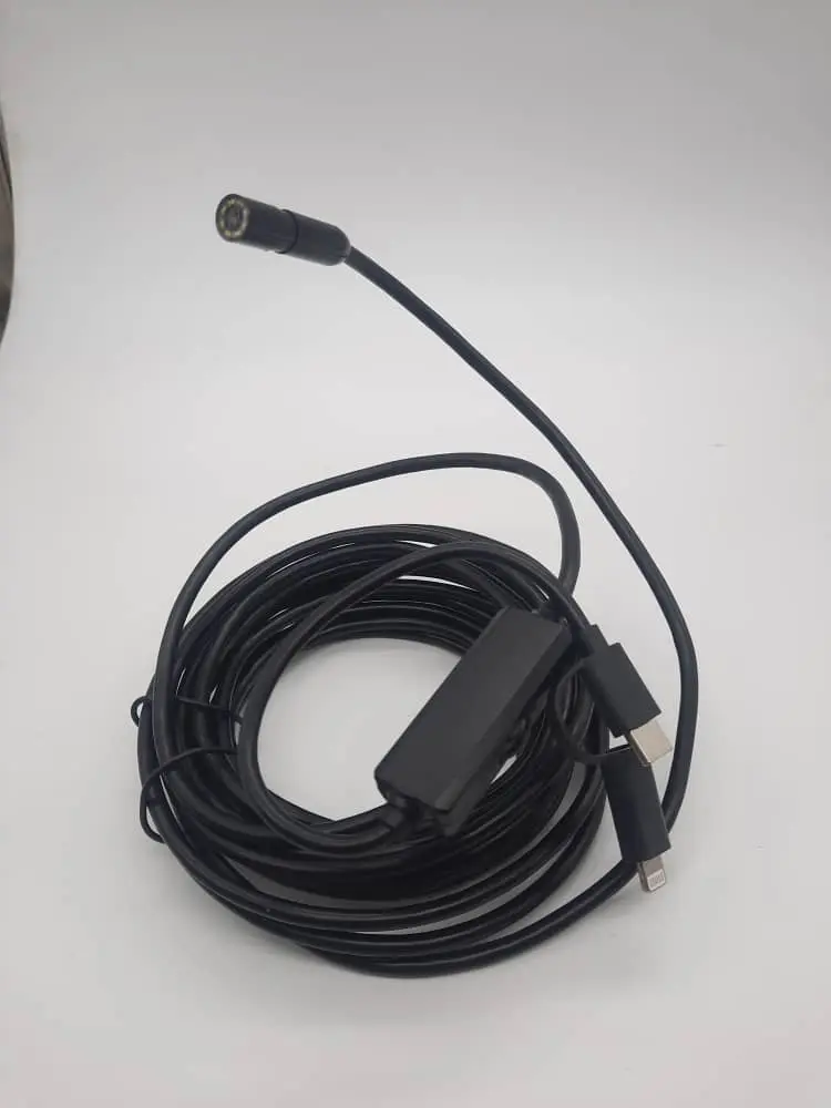 دوربین آندوسکوپی شلنگی شیلنگی چاه لوله صنعتی10متری اپلی Lightning (ios) فنری8MPمگا اتوفوکوس مدلio103