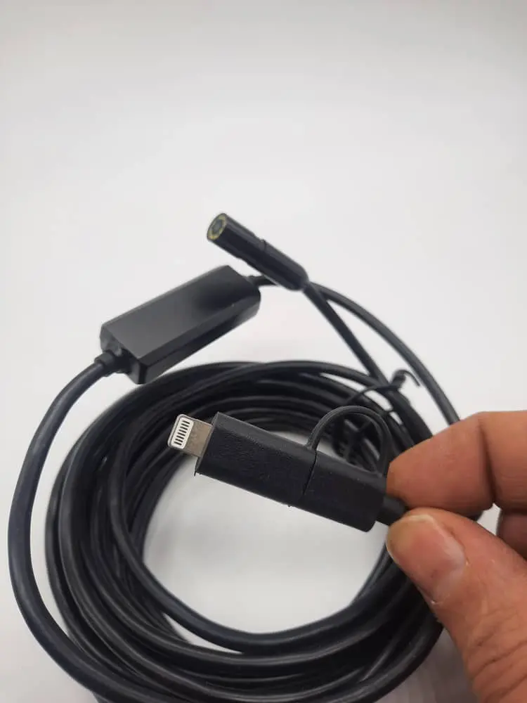 دوربین آندوسکوپی شلنگی شیلنگی چاه لوله صنعتی2متری اپلی Lightning (ios) فنری8MPمگا اتوفوکوس مدل io23