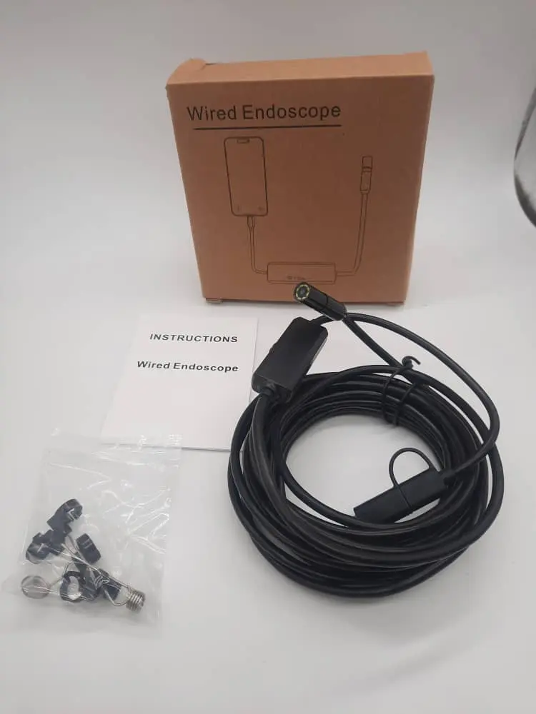 دوربین آندوسکوپی شلنگی شیلنگی چاه لوله صنعتی2متری اپلی Lightning (ios) فنری8MPمگا اتوفوکوس مدل io23