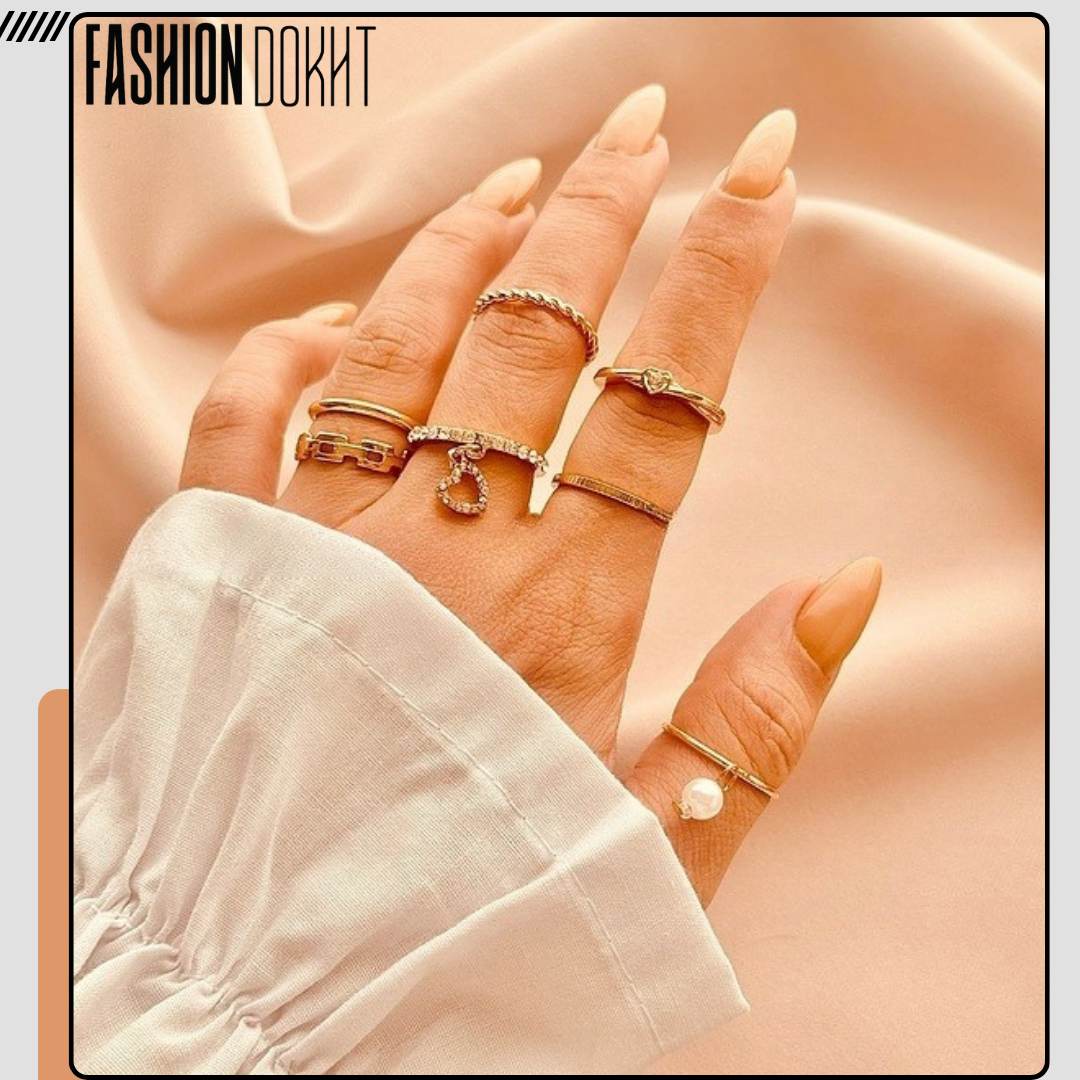 پک انگشتر قلب جواهر آویز 7 عددی - کد 12111