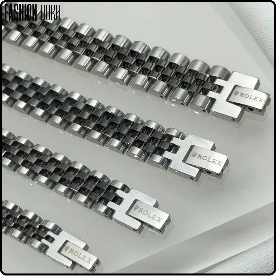 دستبند رولکس مردانه استیل با طراحی مدل بند ساعتی و کیفیت بالا