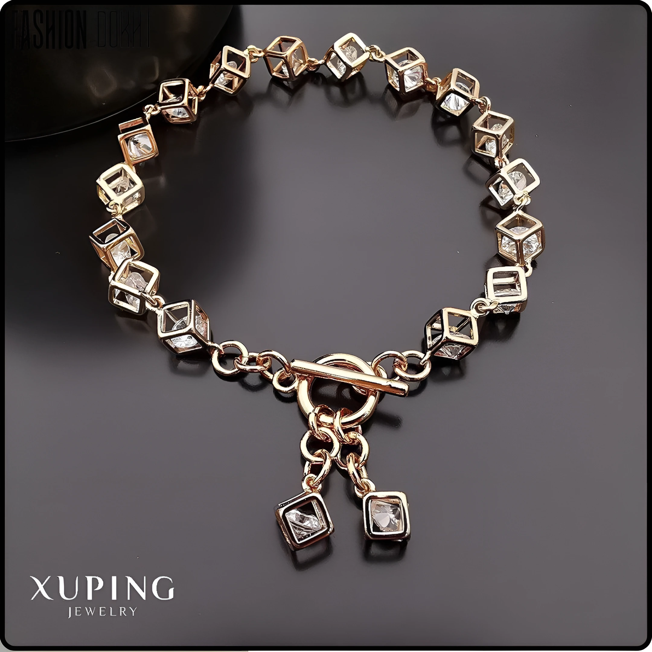 دستبند مکعبی ظریف - برند ژوپینگ - Xuping