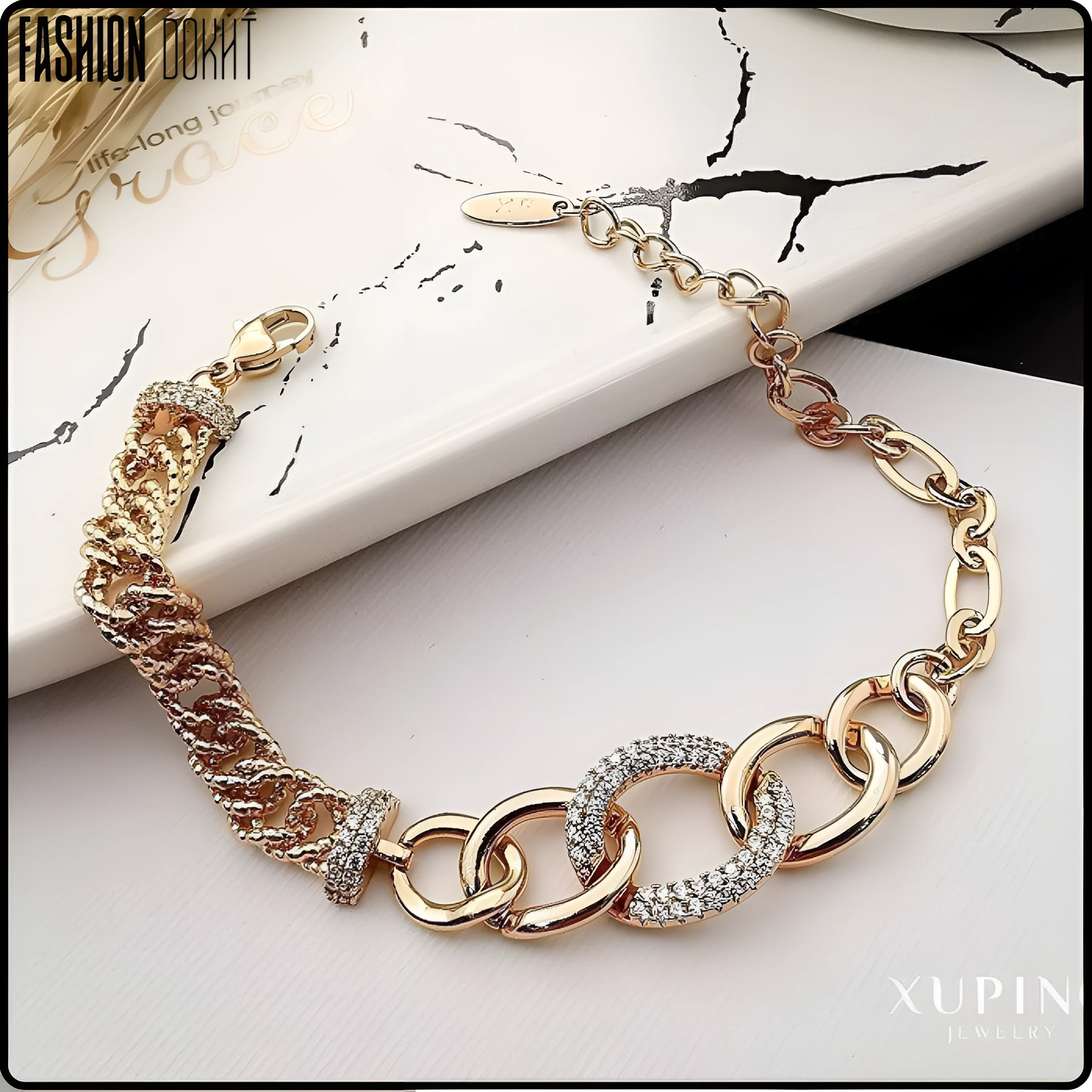 دستبند ترکیبی طرح‌طلا - برند ژوپینگ - Xuping