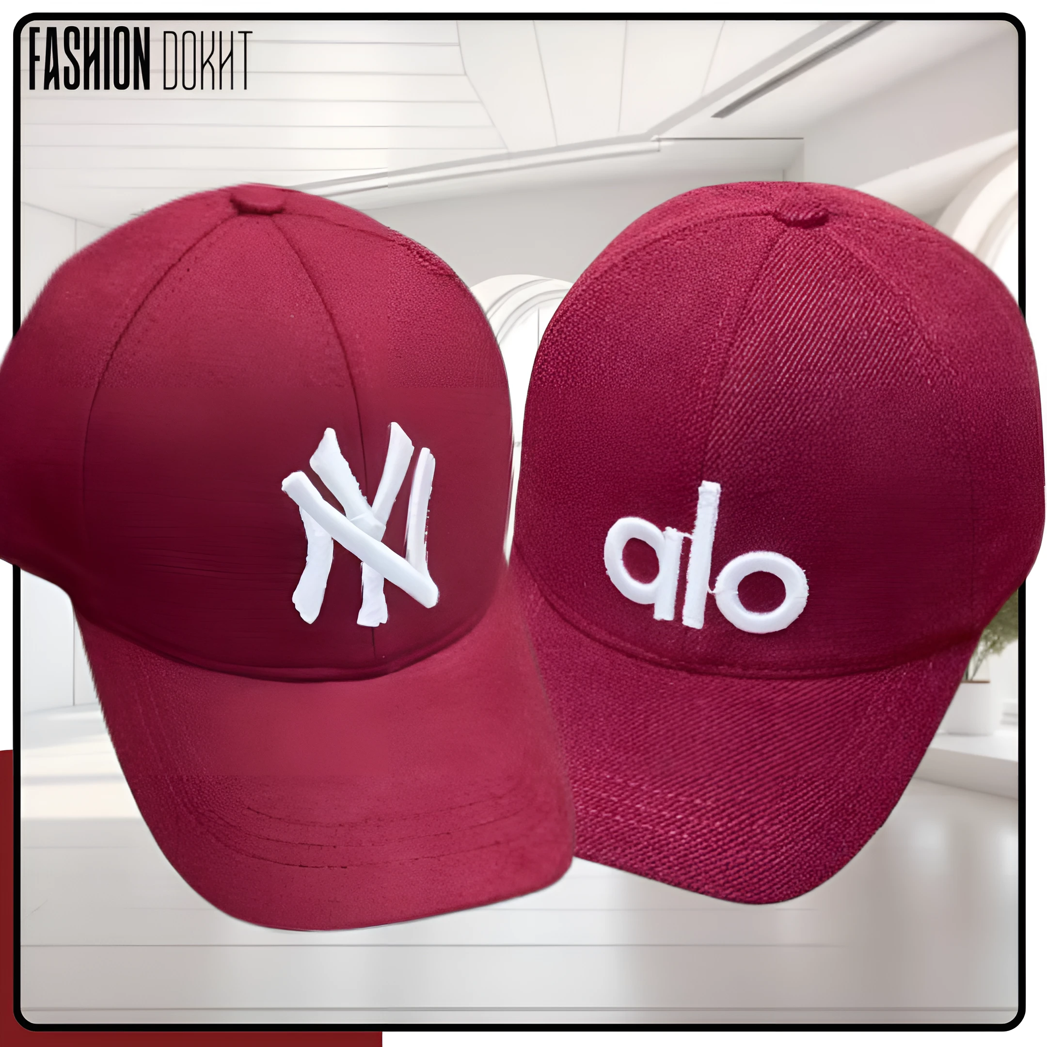 کلاه فوتر زرشکی ضد آب طرح NY و Alo