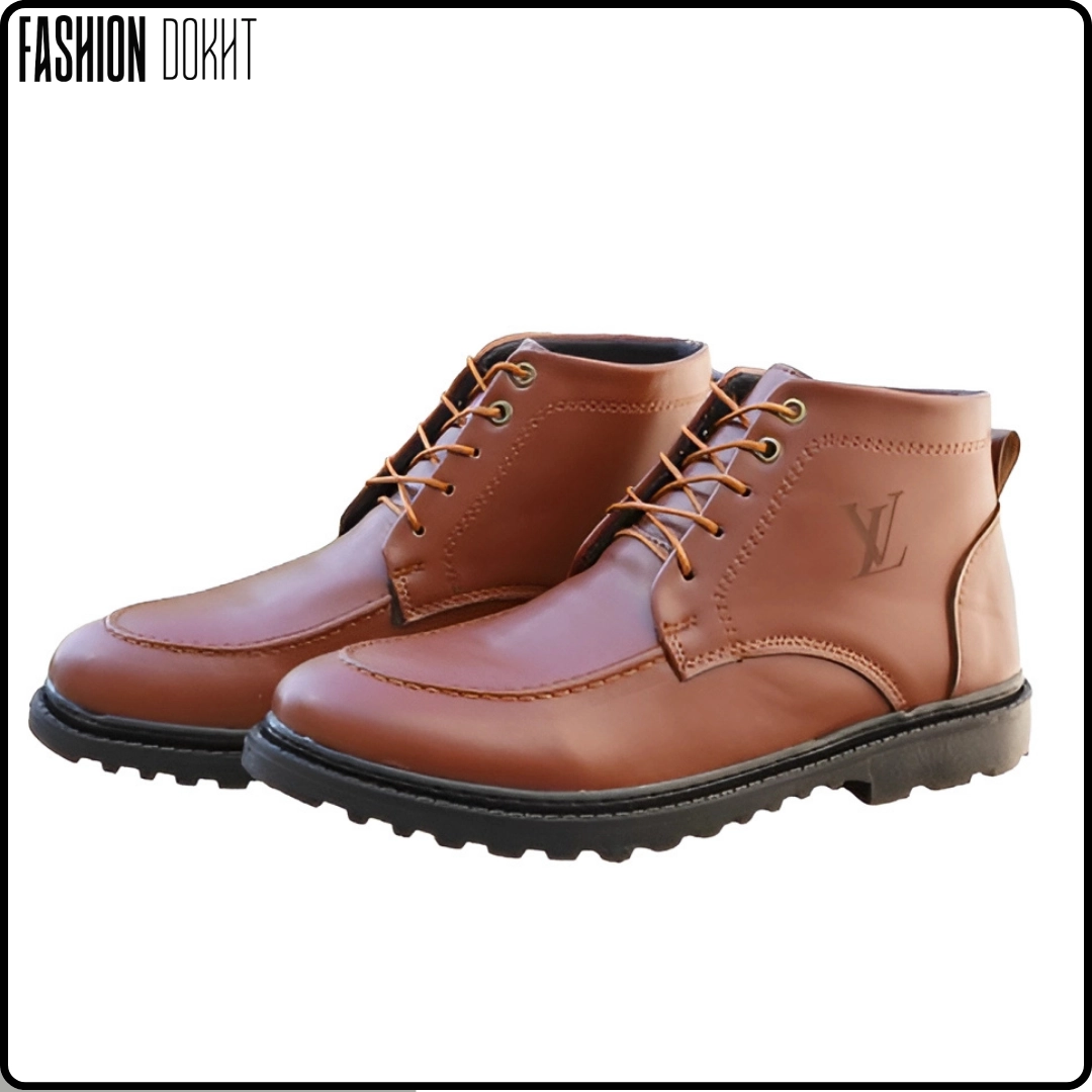 نیم بوت مردانه LV مدل Roni در رنگ عسلی، مشکی، خاکی و مشکی مات، سایز 41 تا 44، فروشگاه Fashion Dokht