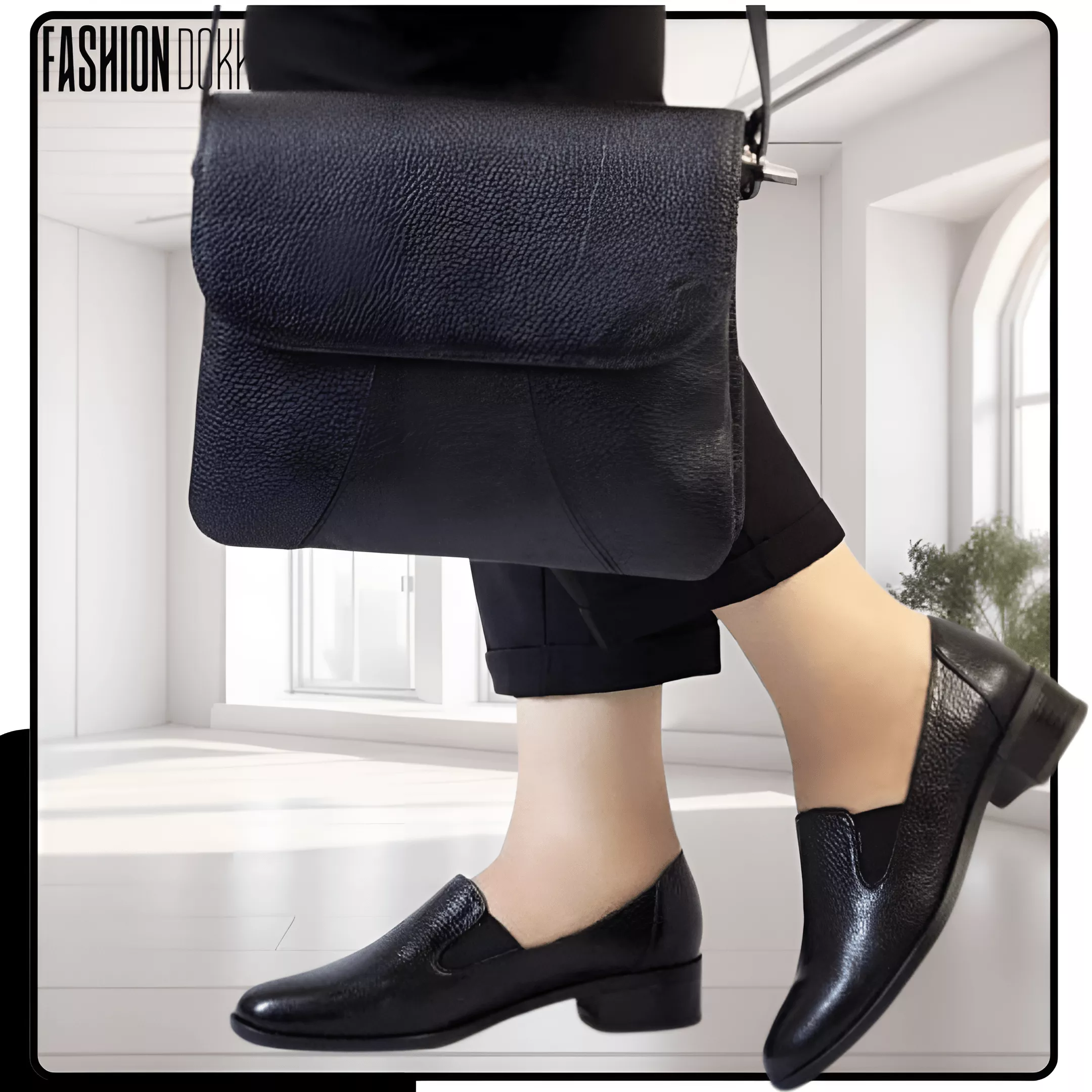 کفش اسپرت تمام چرم طبیعی مشکی با رویه چرم گاری و آستر بزی سایزبندی 36 تا 42