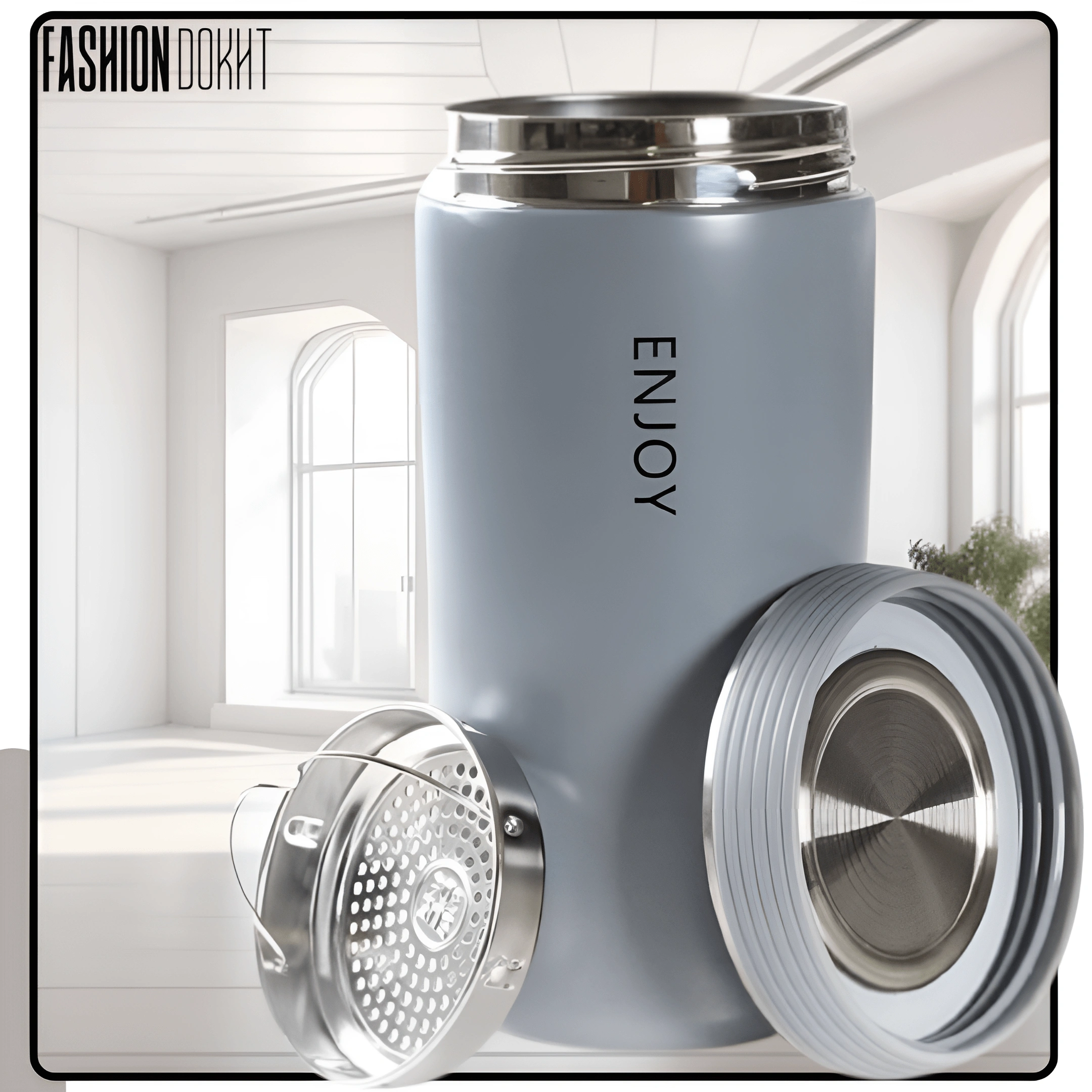 تراول ماگ دوجداره اینجوی 350 میلی لیتر با طراحی شیک و تفاله‌گیر مخصوص