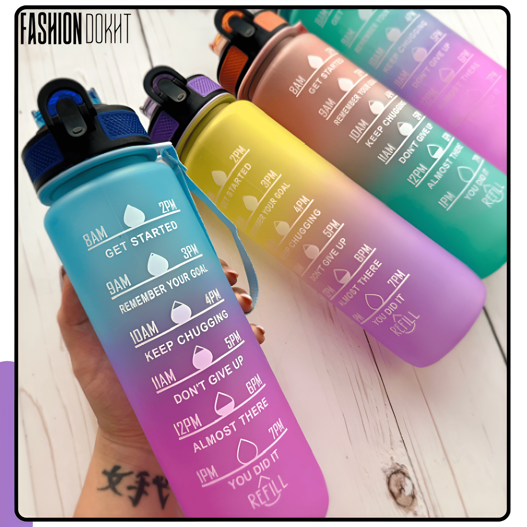 قمقمه یک لیتری نی سیلیکونی با ۴ طرح و رنگ مختلف