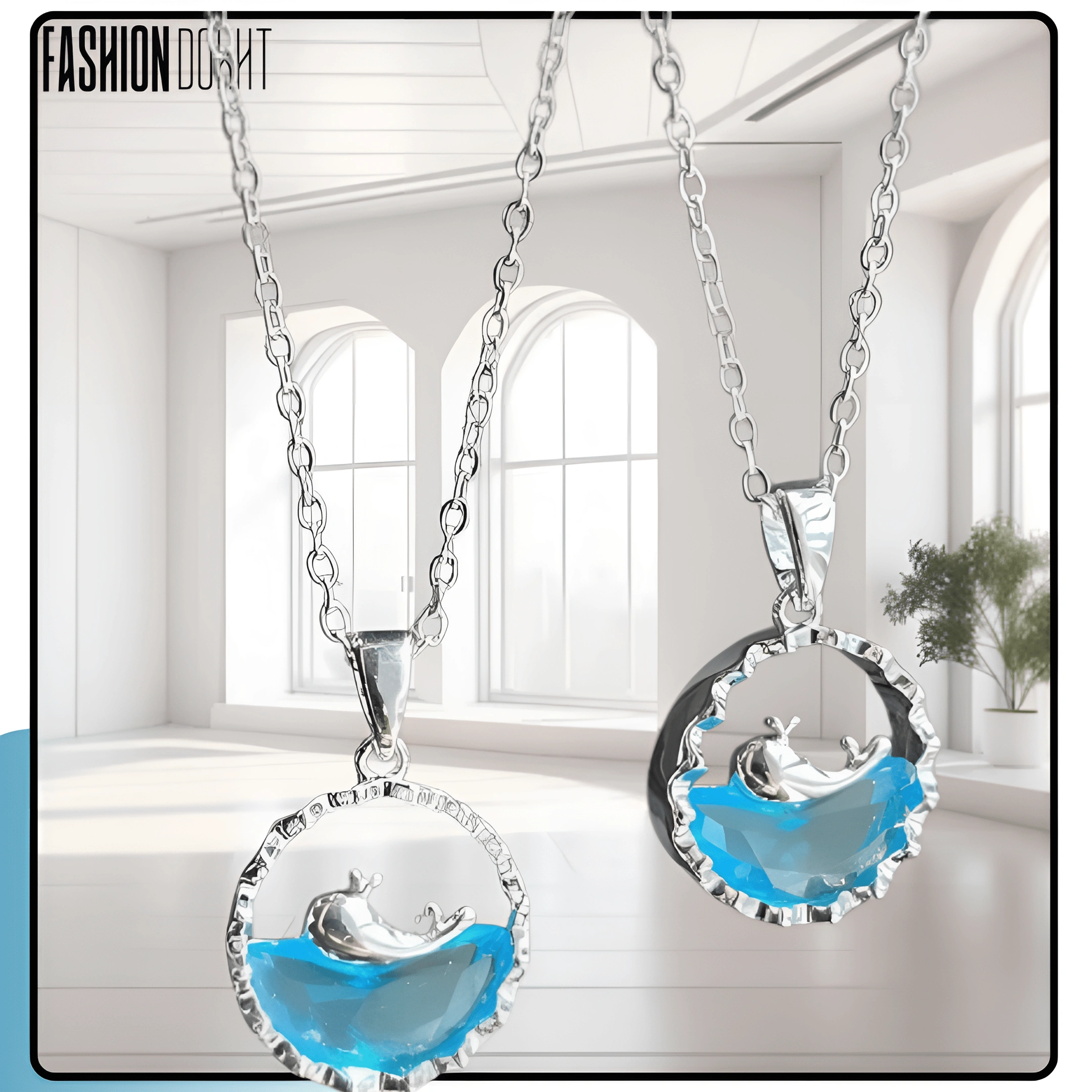 تصویر گردنبند وال دریایی استیل ضد حساسیت، نماد نهنگ 52 هرتزی - موجود در فروشگاه آنلاین فشن دخت.