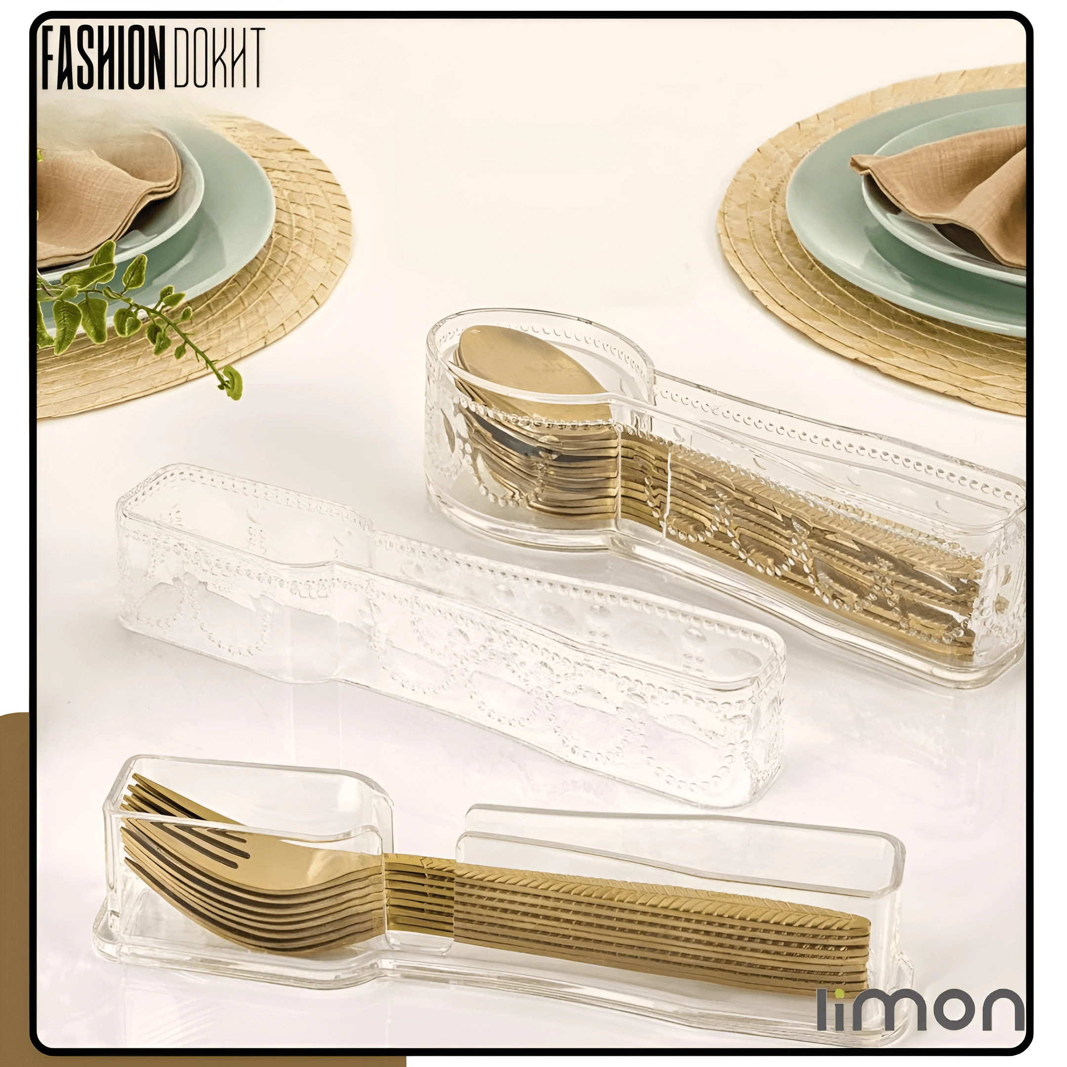 جا قاشق و چنگال اکرولیک دربدار لیمون 6260