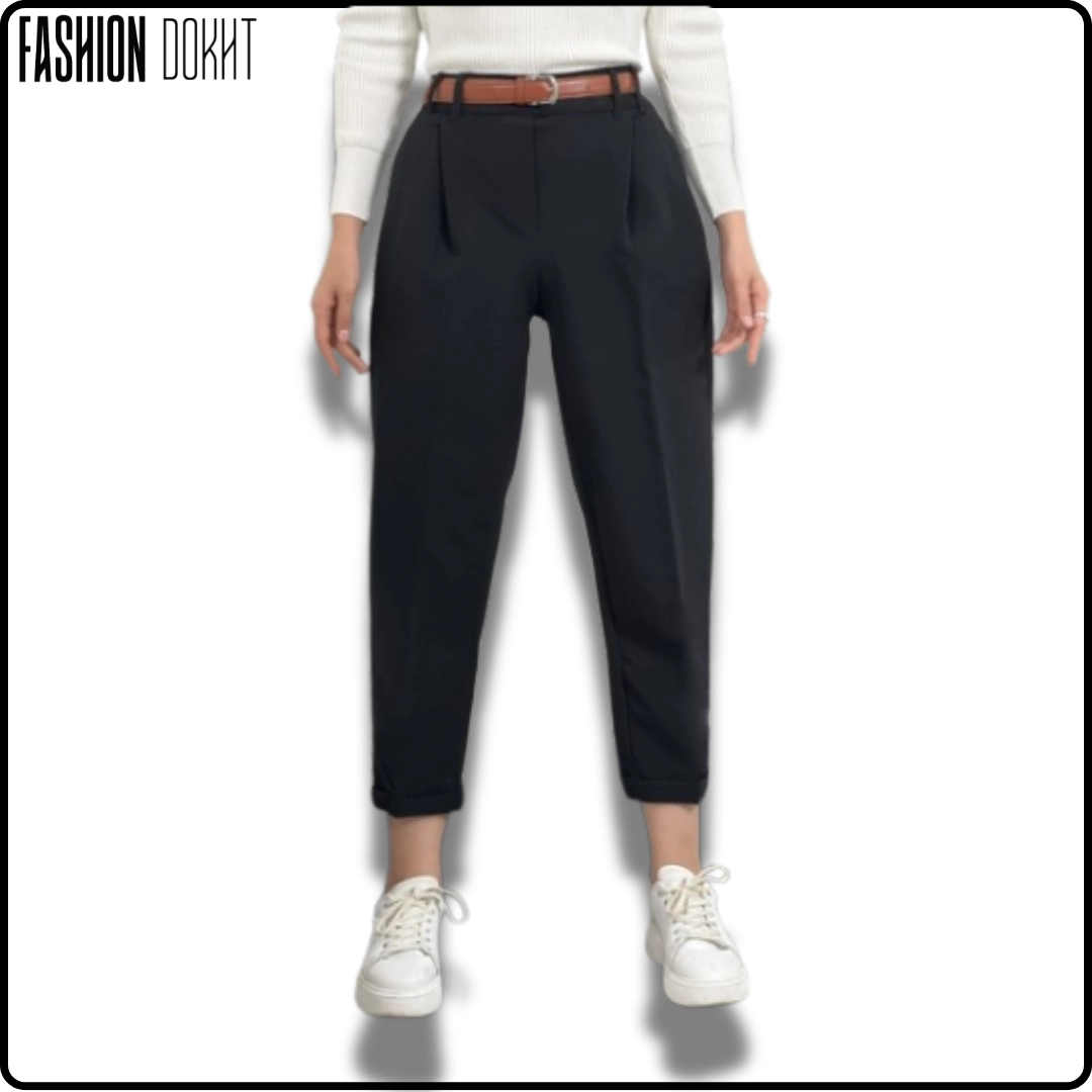 شلوار مام دبل پاکتی زنانه با پارچه دبل، سایزهای متنوع از M تا 4XL