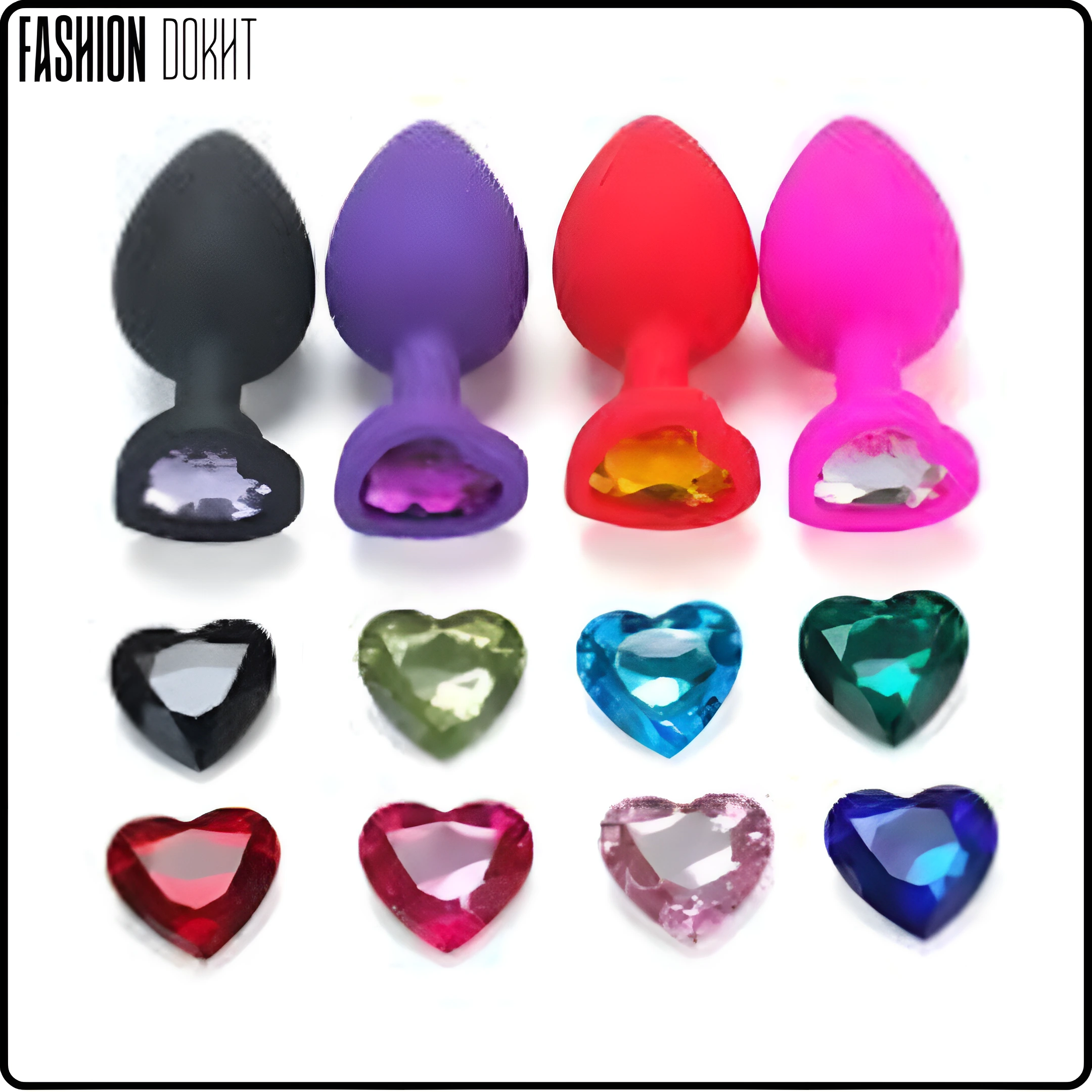 بات پلاگ سیلیکونی قلبی در رنگ‌های مشکی، بنفش و صورتی - فروشگاه فشن دخت