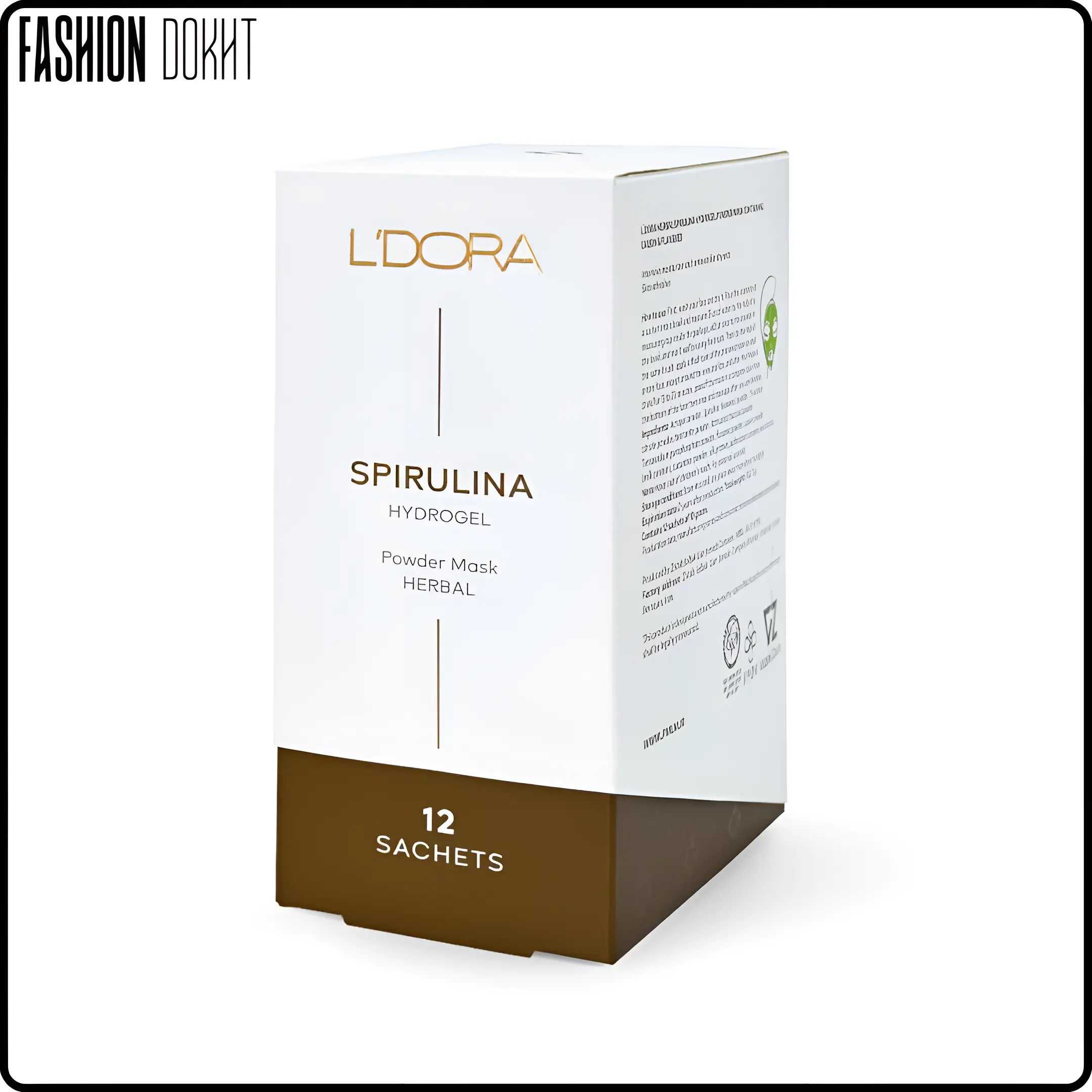 ماسک پودری اسپیرولینا هیدروژلی حاوی کازئین و بذر کتان لدورا هربال 12 عددی