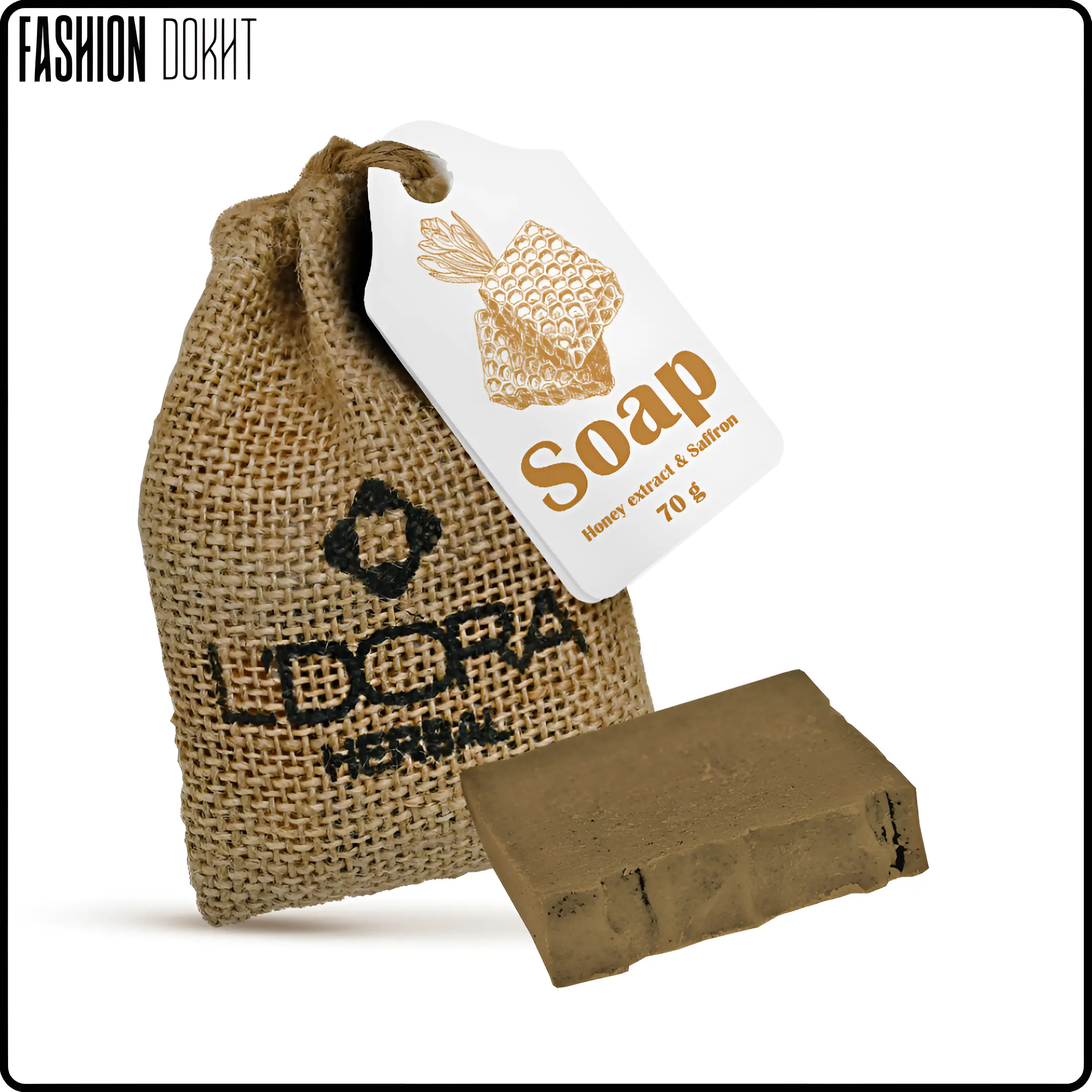 صابون گیاهی عسل و زعفران لدورا هربال - 70 گرمی