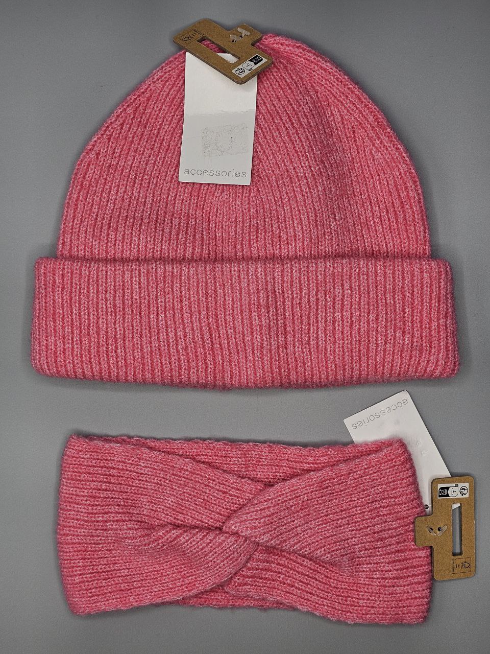 ست کلاه و هد صورتی کد ۵۲۷ برند اکسسوری (accessories)