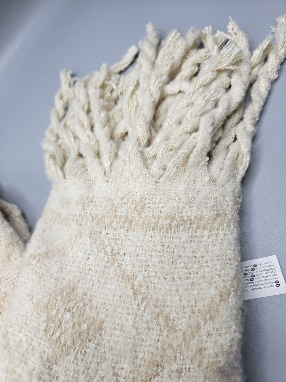 شال پشمی سفید کرم کد