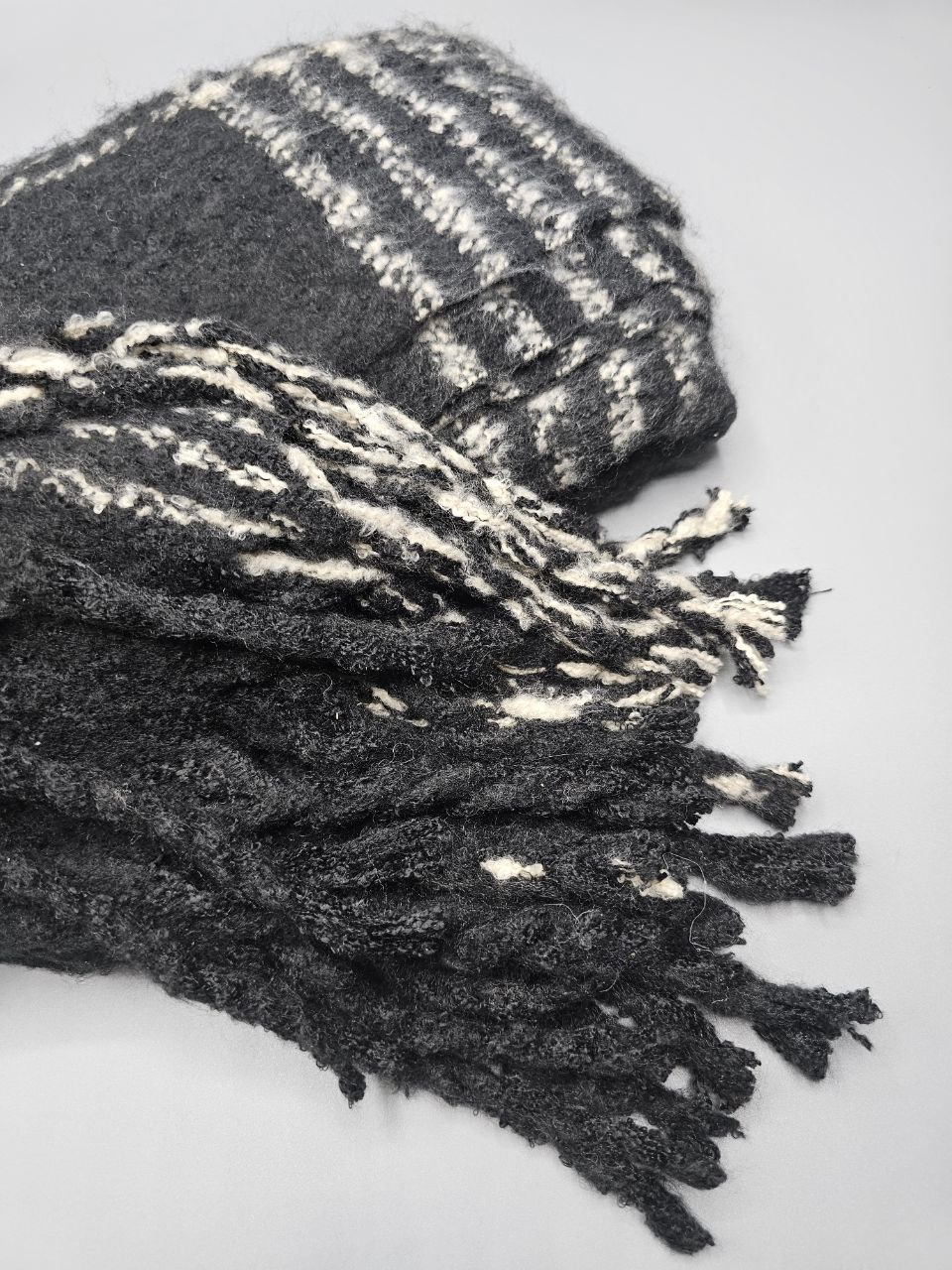 شال پشمی چهارخونه مشکی کد