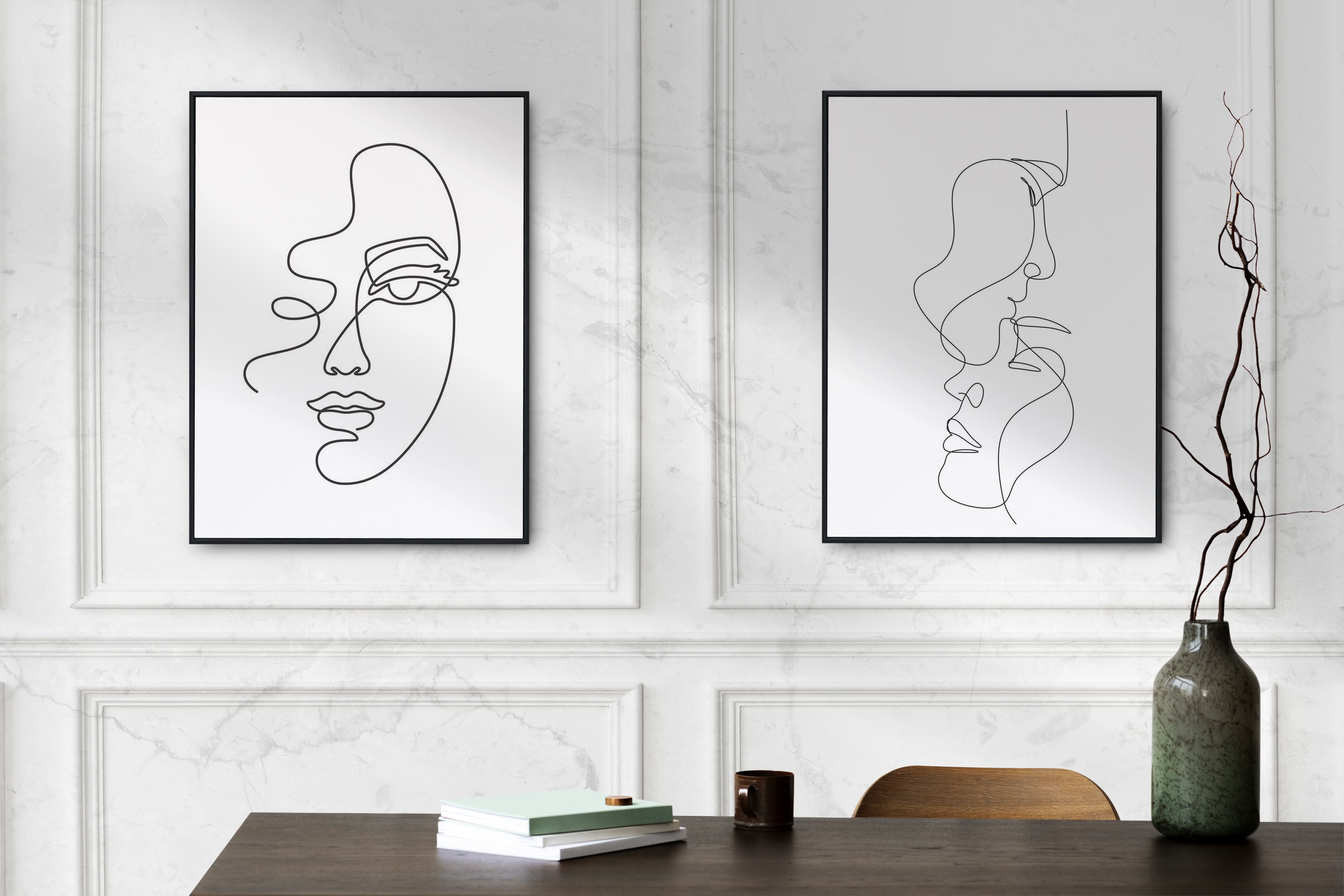 تابلو دکوراتیو مدل دو تیکه لاین ارت