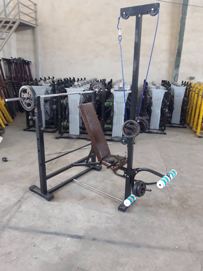 دستگاه بدنسازی ۴۲ کاره عرض ۹۰ پک کامل+وزنه+هالتر+