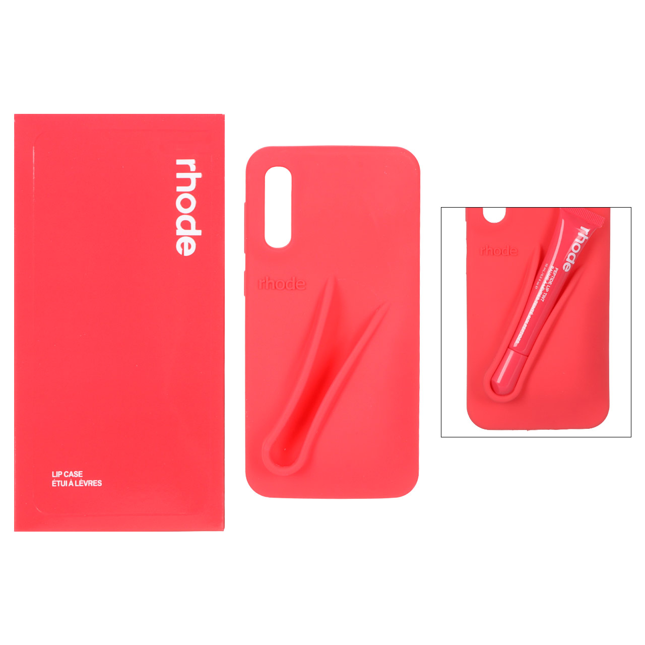 قاب سیلیکونی پاک کنی اورجینال rhode با ست لیپ گلاس Samsung Galaxy A50 / A50s / A30s - قرمز (پک دار)