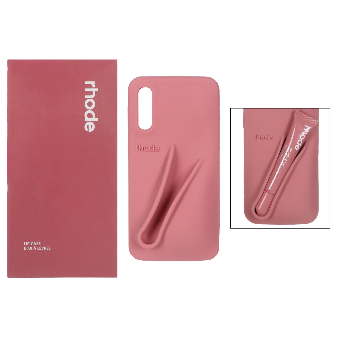 قاب سیلیکونی پاک کنی اورجینال rhode با ست لیپ گلاس Samsung Galaxy A50 / A50s / A30s - کالباسی (پک د