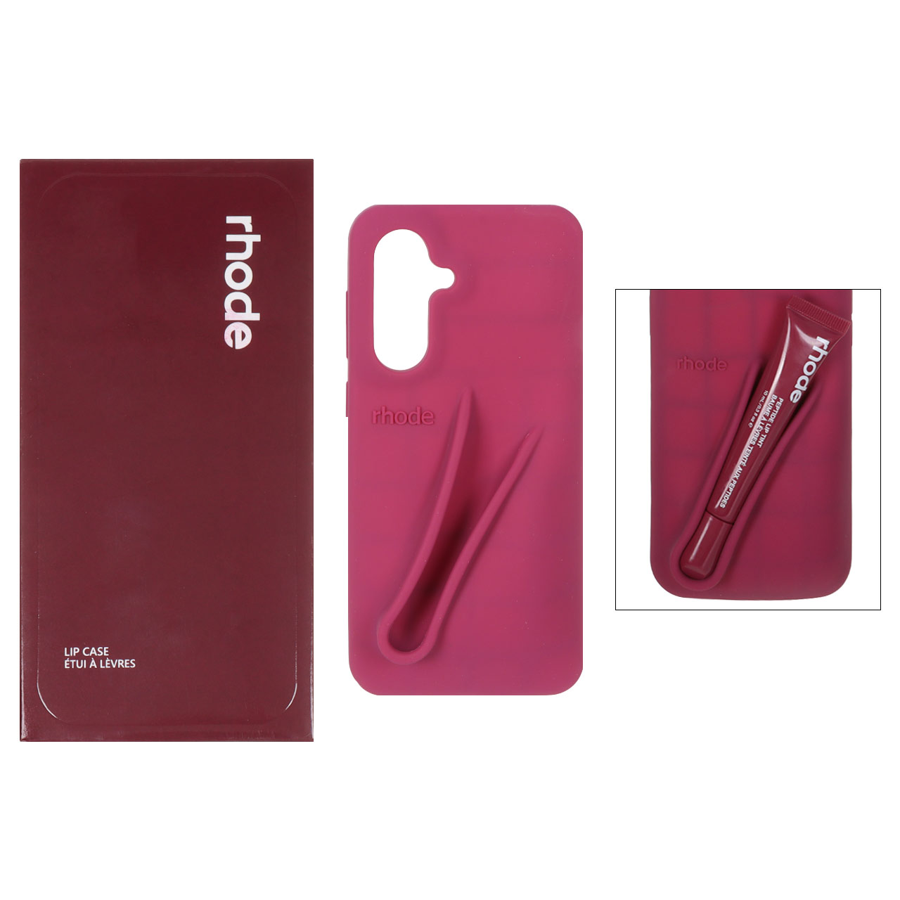 قاب سیلیکونی پاک کنی اورجینال rhode با ست لیپ گلاس Samsung Galaxy A56 / A36 - آلبالویی (پک دار)