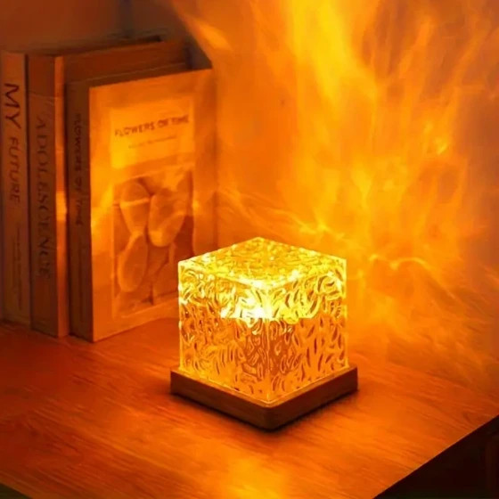 چراغ خواب رومیزی مکعبی اتمسفری شبیه ساز آب