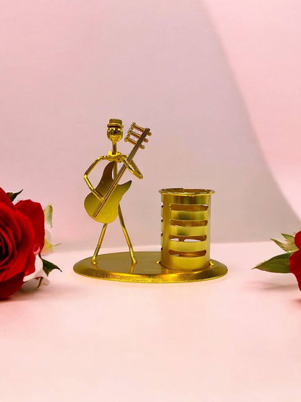 جاقلمی فلزی طلایی با جای خودکار و قلم، هدیه لوکس