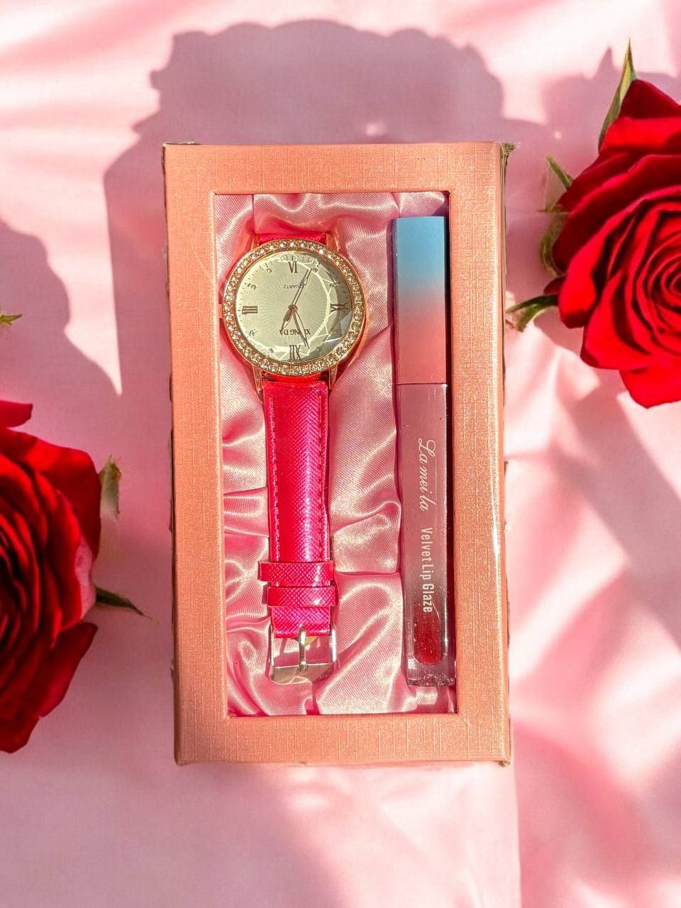 ست ساعت و برق لب کادویی وارداتی