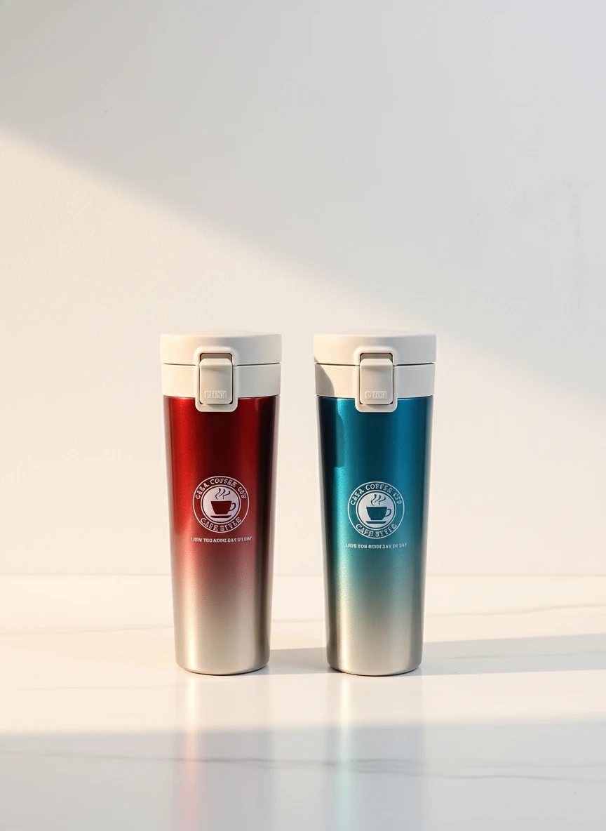 ماگ تراول ۵۵۰ میل دو رنگ با کف سیلیکونی، مناسب سفر و هدیه