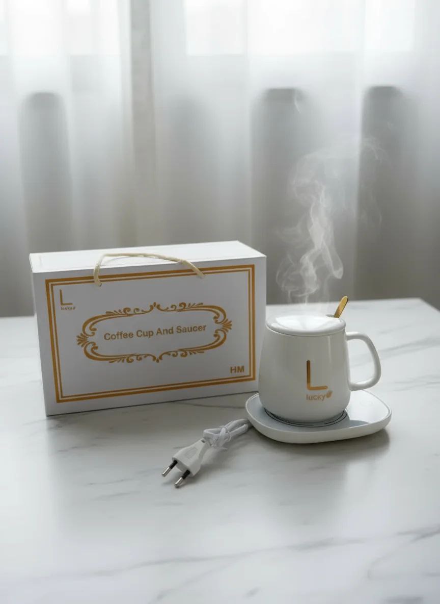 ماگ هیتر دار جعبه کادویی سفید با طراحی شیک و کاربردی