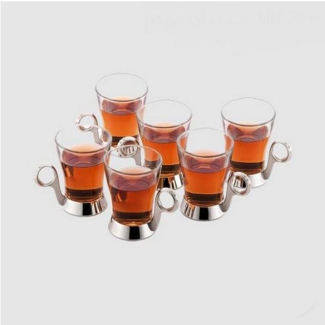 استکان چای خوری دسته حلقه نگین رزلند بسته 6 عددی