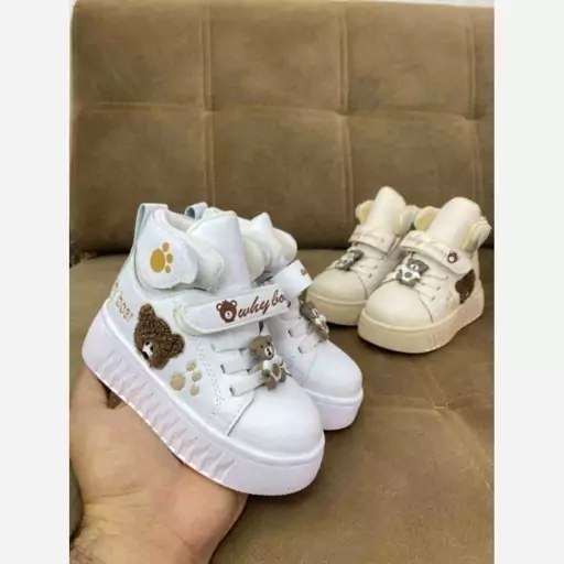 کتونی تدی ساقدار بچگانه رنگ سفید کتونی دخترانه تدی