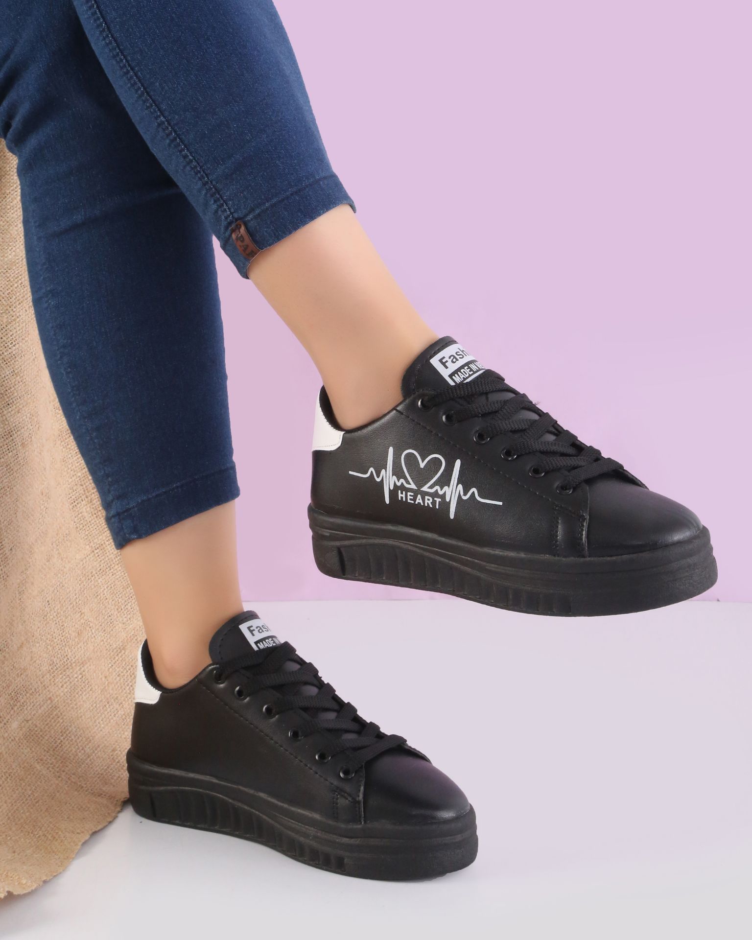 ونس زنانه  قلبی ونس دخترانه رنگ مشکی سایز۳۷تا۴۰