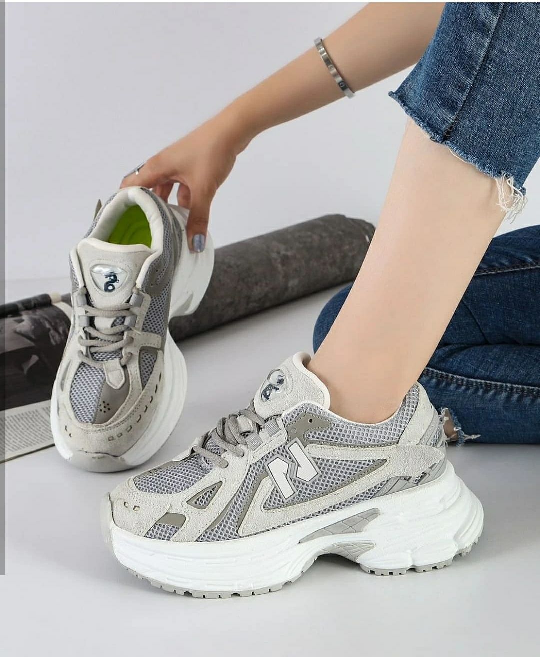 کتونی زنانه لژدار نیوبالانس نبوک طبیعی کتونی نیوبالانس دخترانه جدید وپرفروش